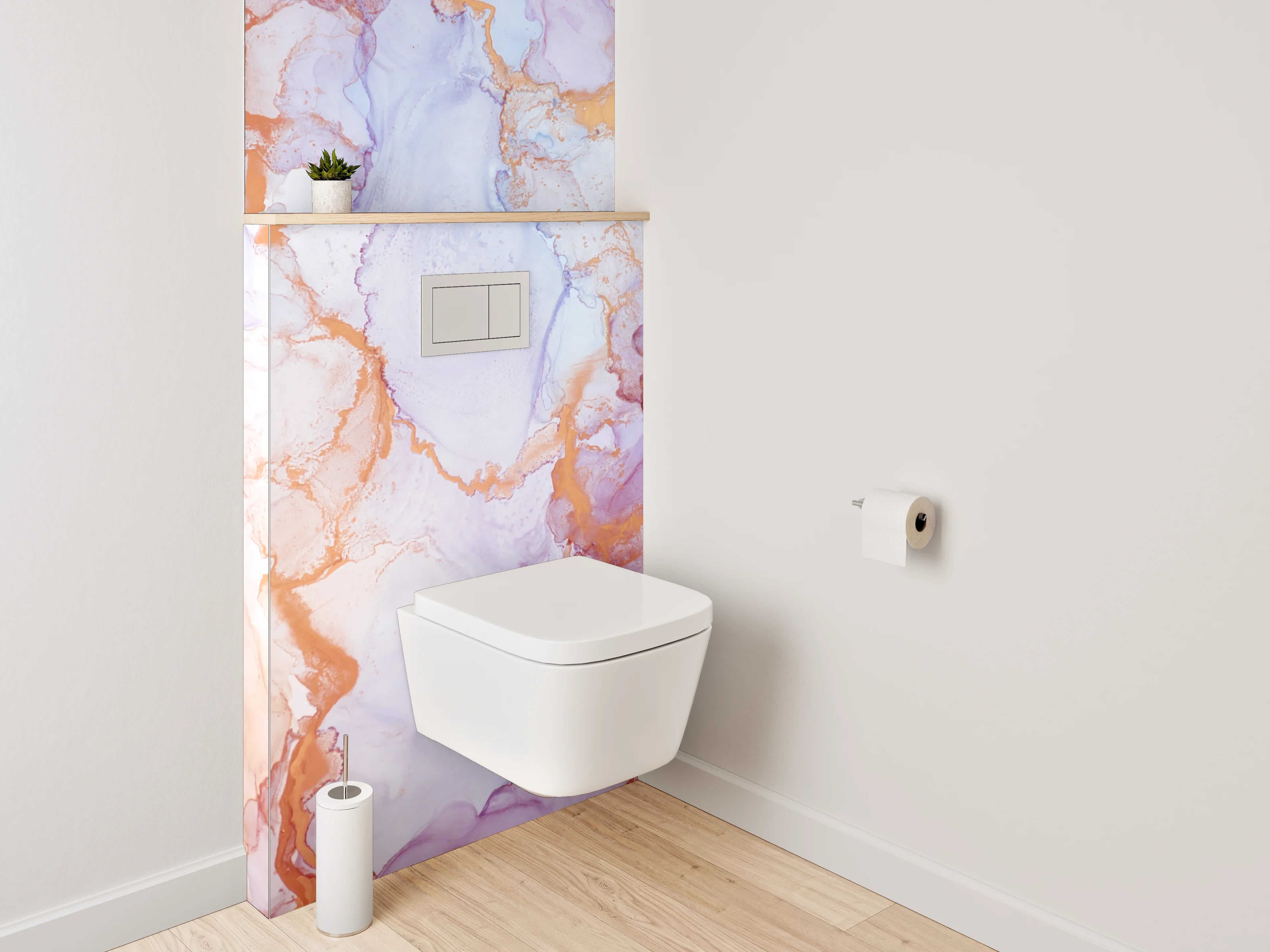 WC-Rückwand - Aquarell Marmor Look Rosa Gold