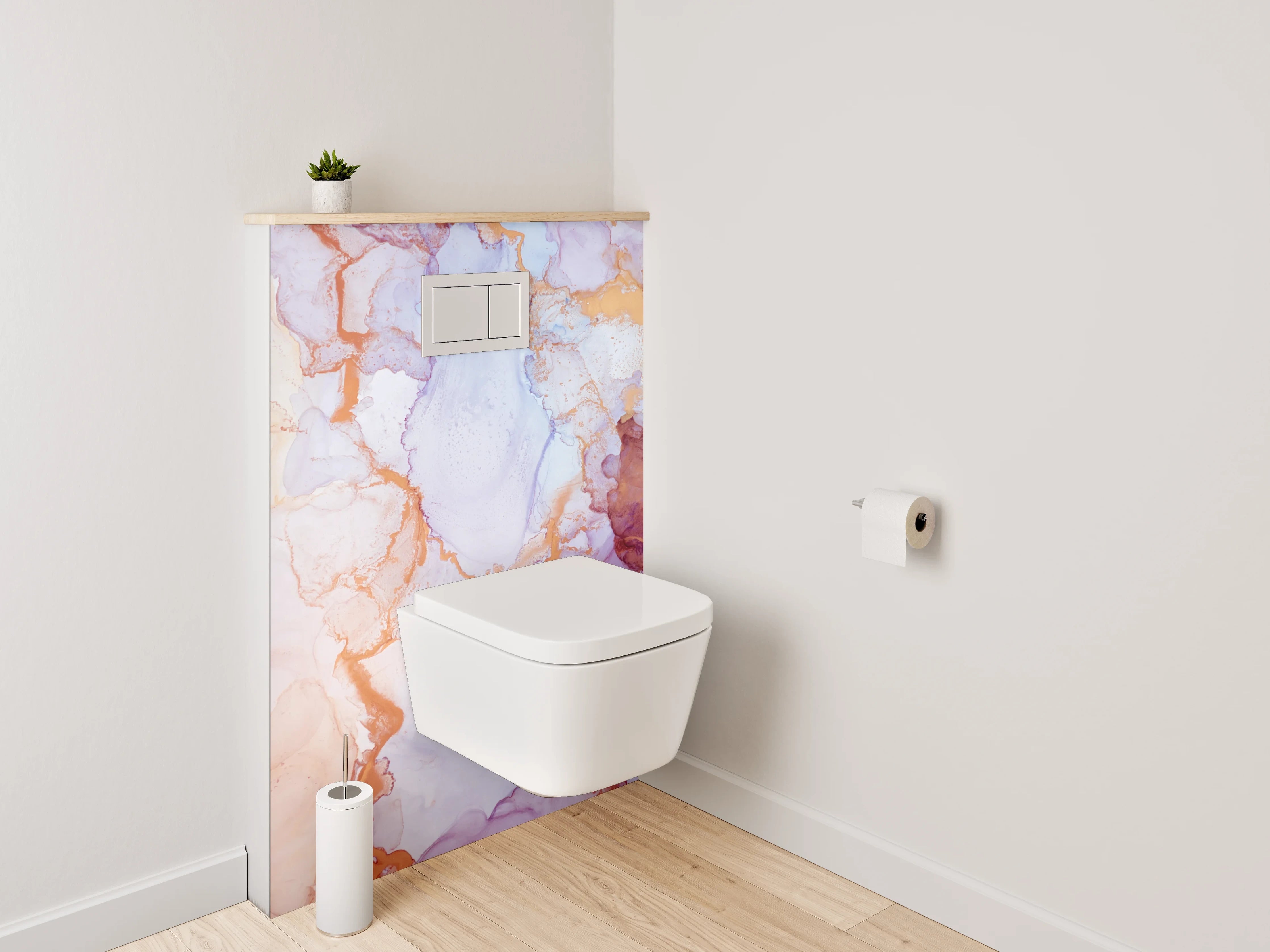 WC-Rückwand - Aquarell Marmor Look Rosa Gold