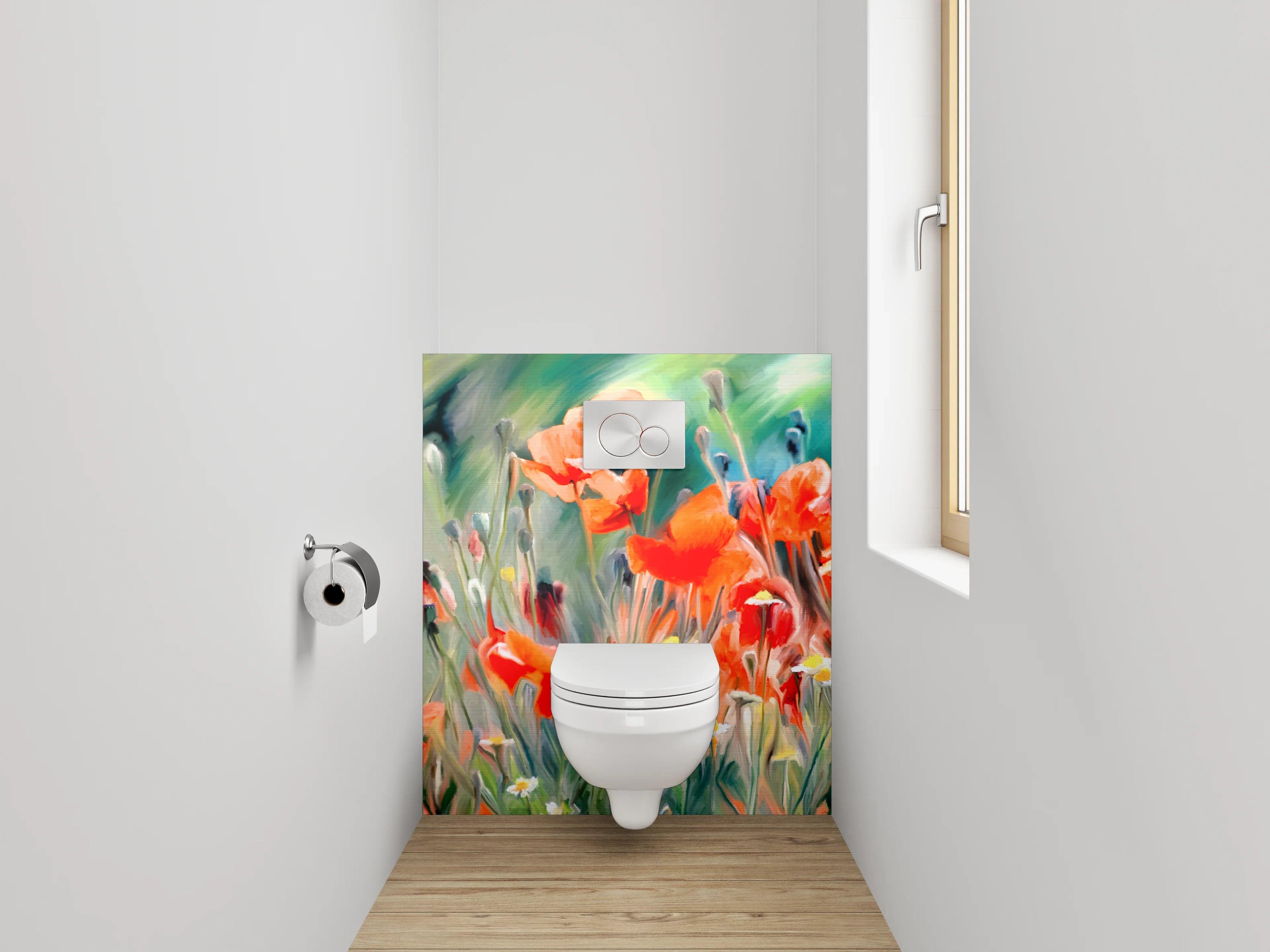 WC-Rückwand - Aquarell Mohnblumen Feld Kunstmotiv