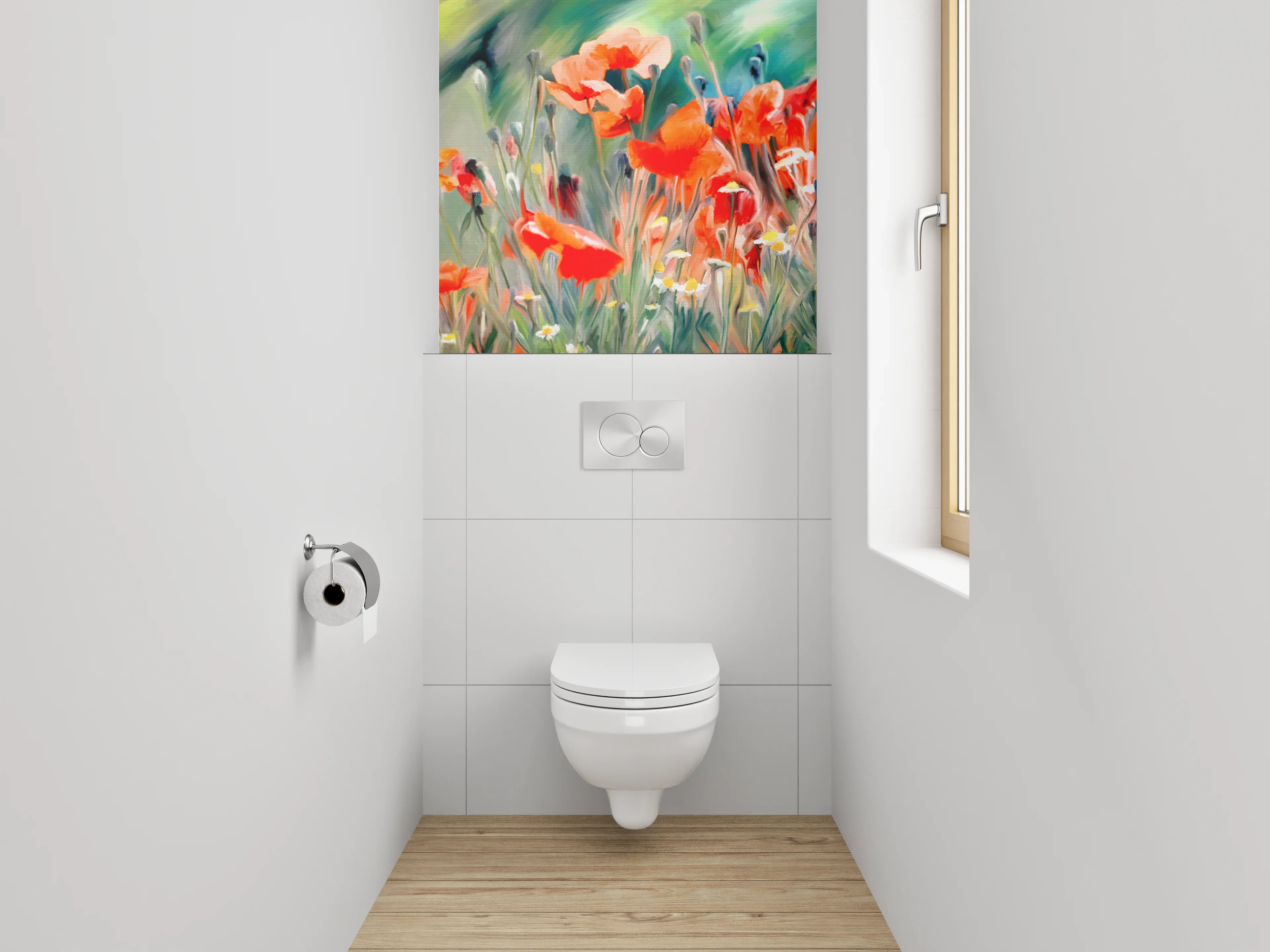 WC-Rückwand - Aquarell Mohnblumen Feld Kunstmotiv