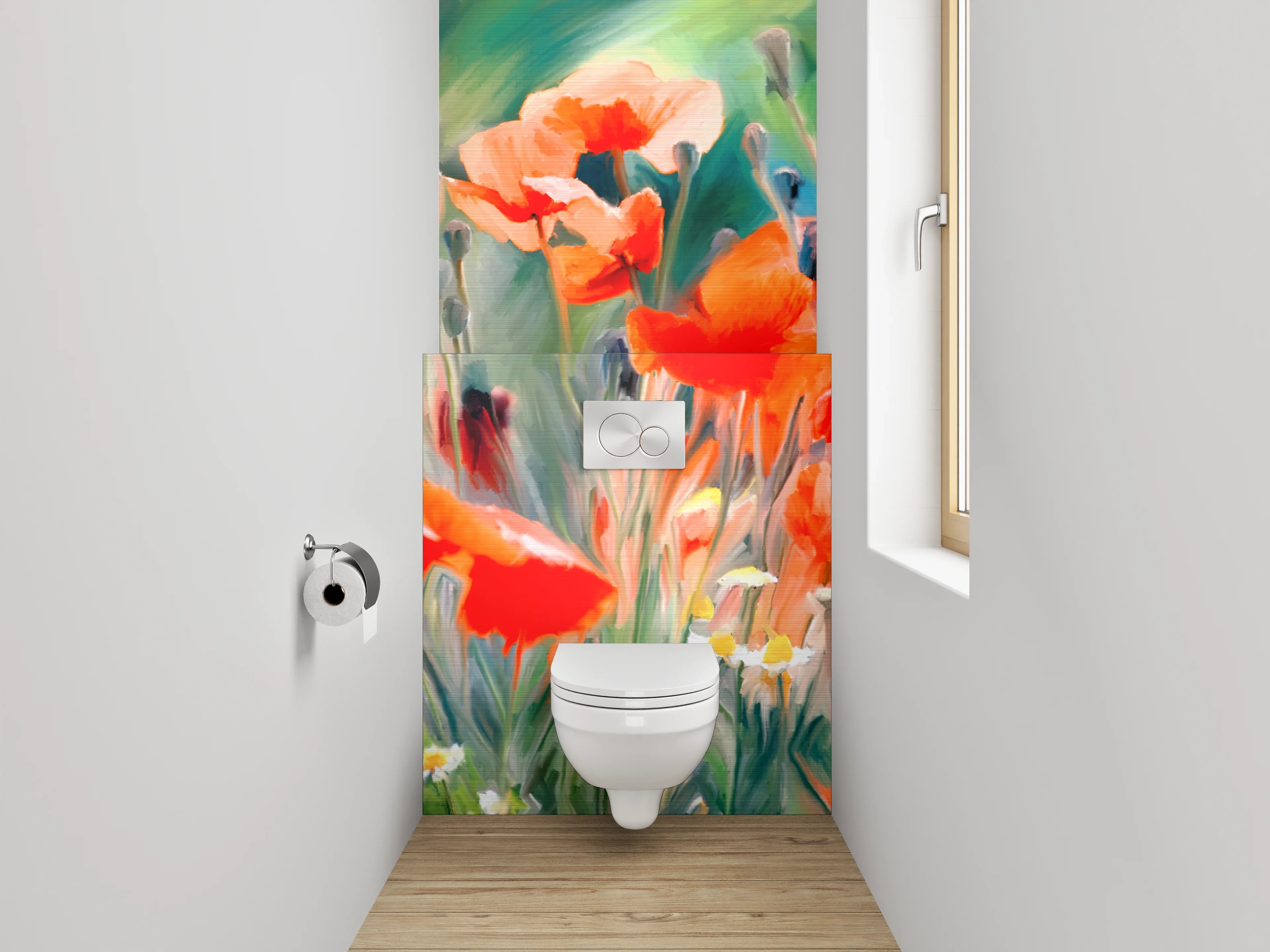 WC-Rückwand - Aquarell Mohnblumen Feld Kunstmotiv