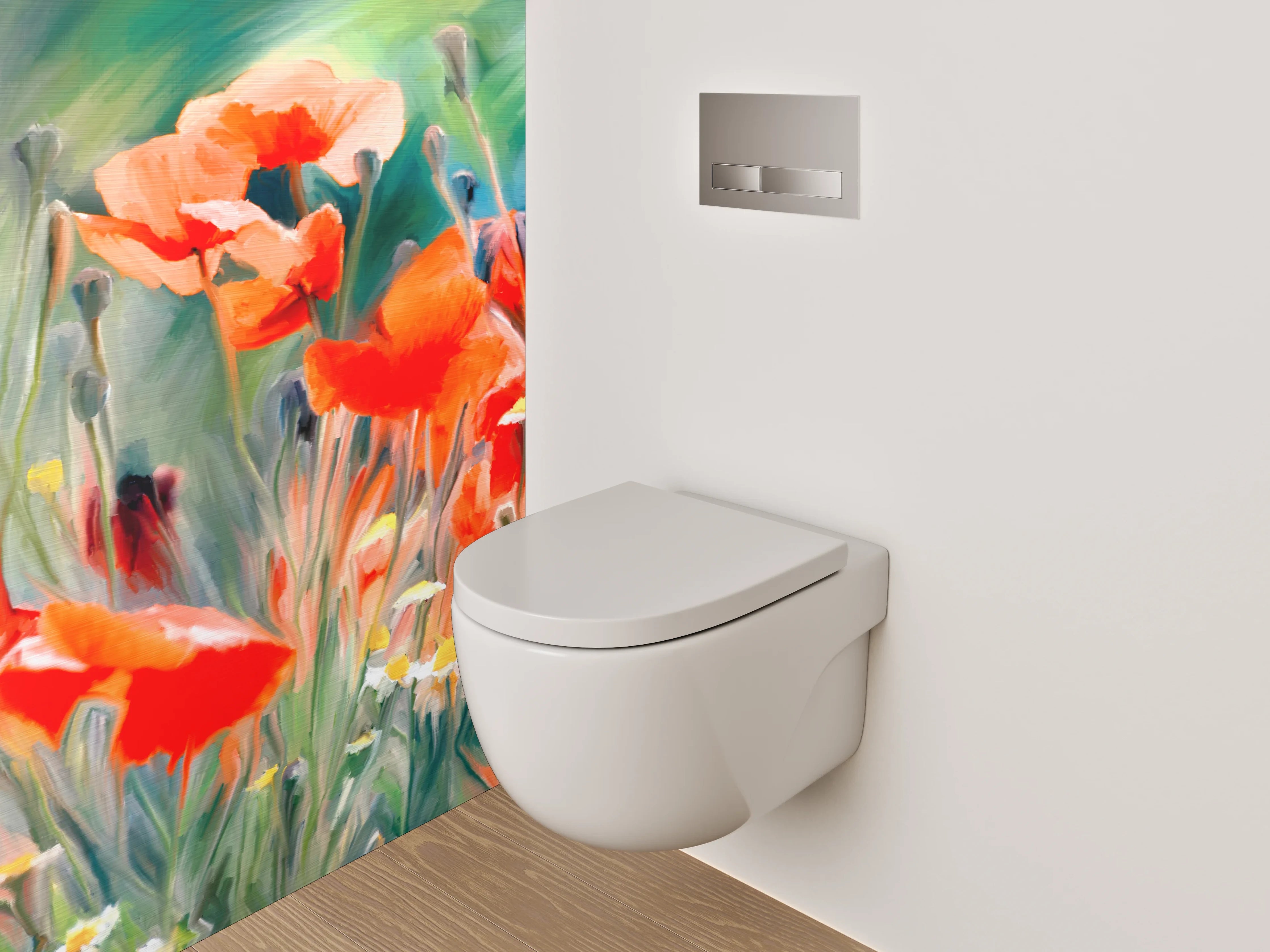 WC-Rückwand - Aquarell Mohnblumen Feld Kunstmotiv