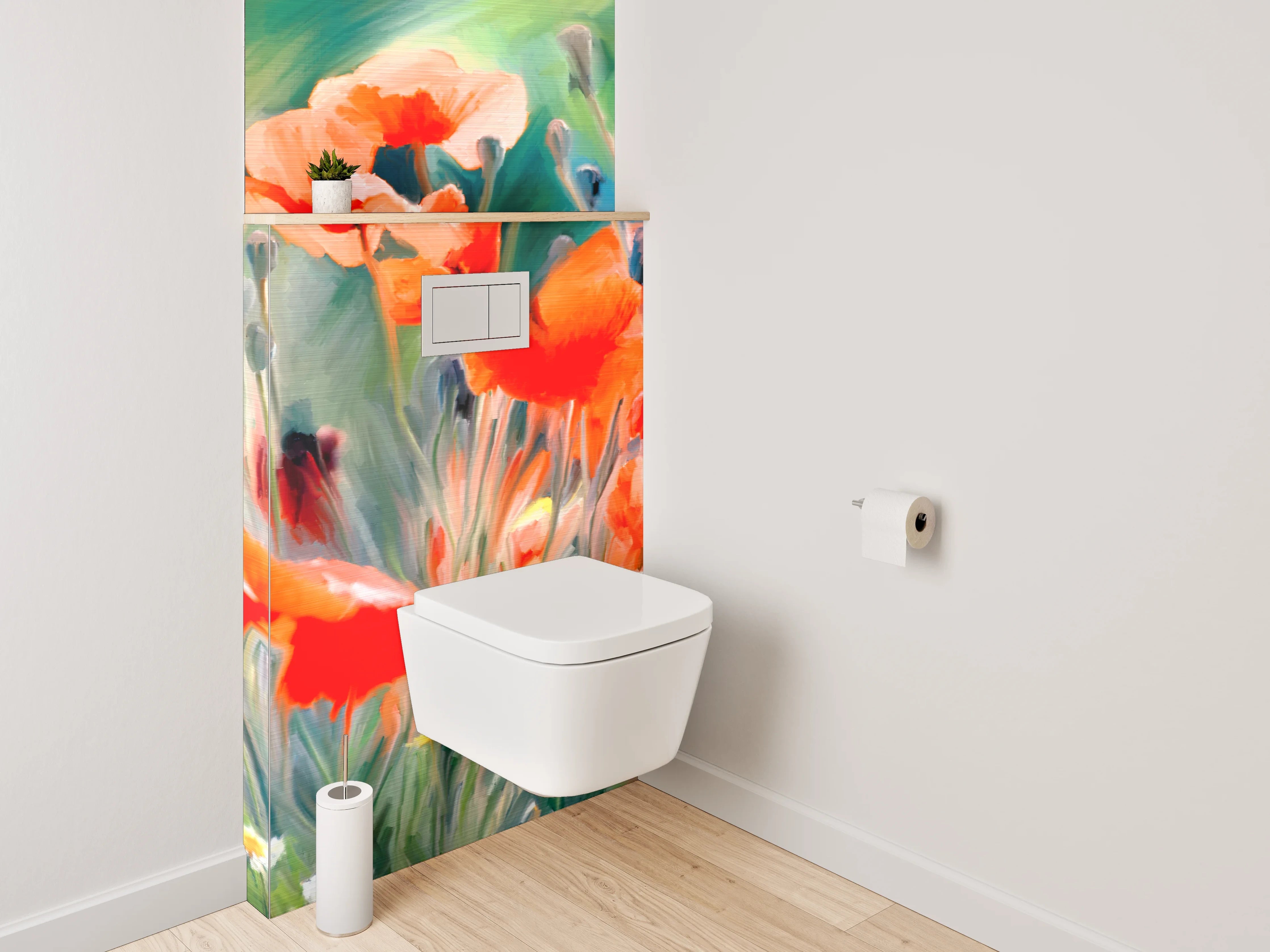 WC-Rückwand - Aquarell Mohnblumen Feld Kunstmotiv