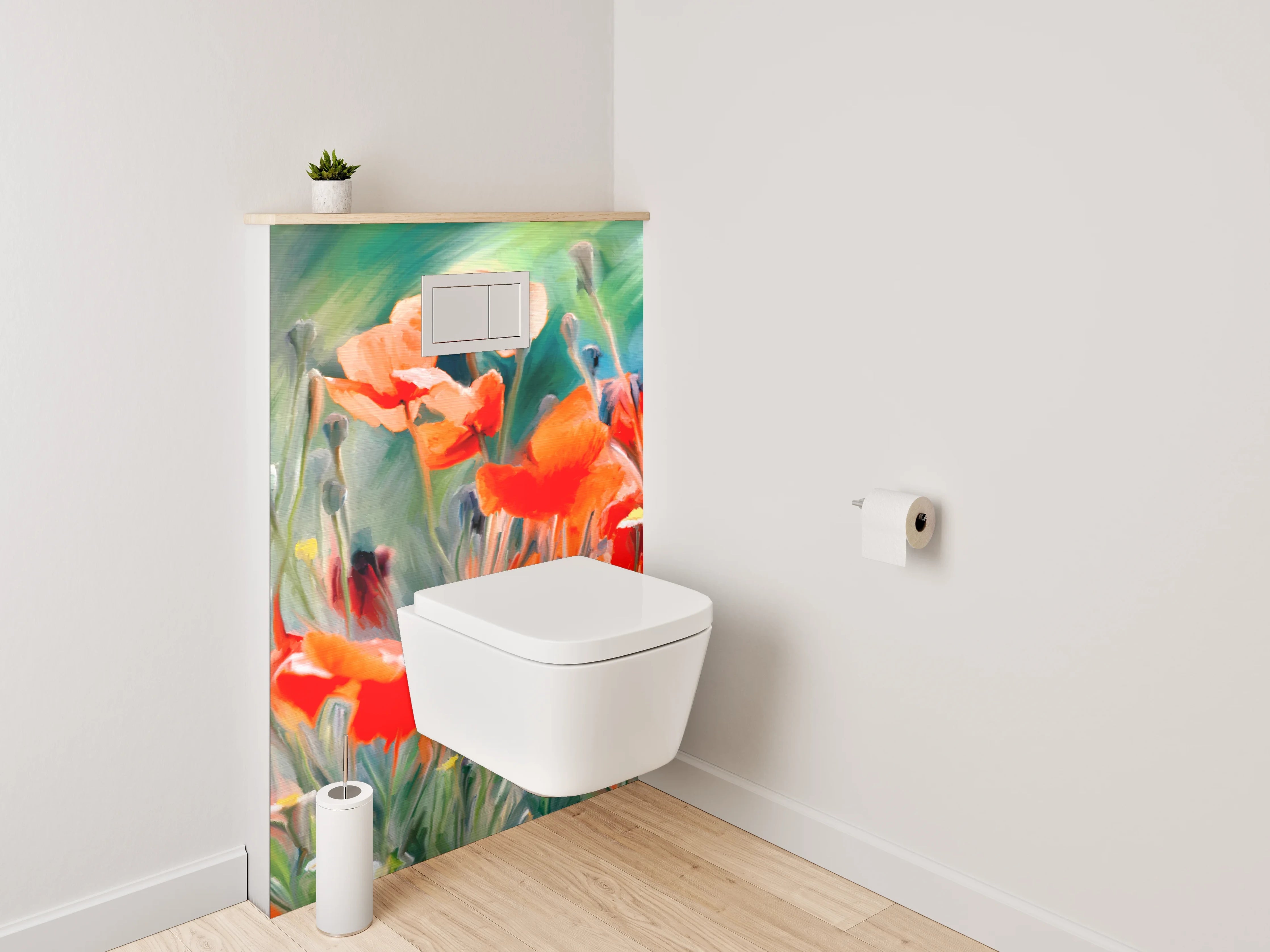 WC-Rückwand - Aquarell Mohnblumen Feld Kunstmotiv