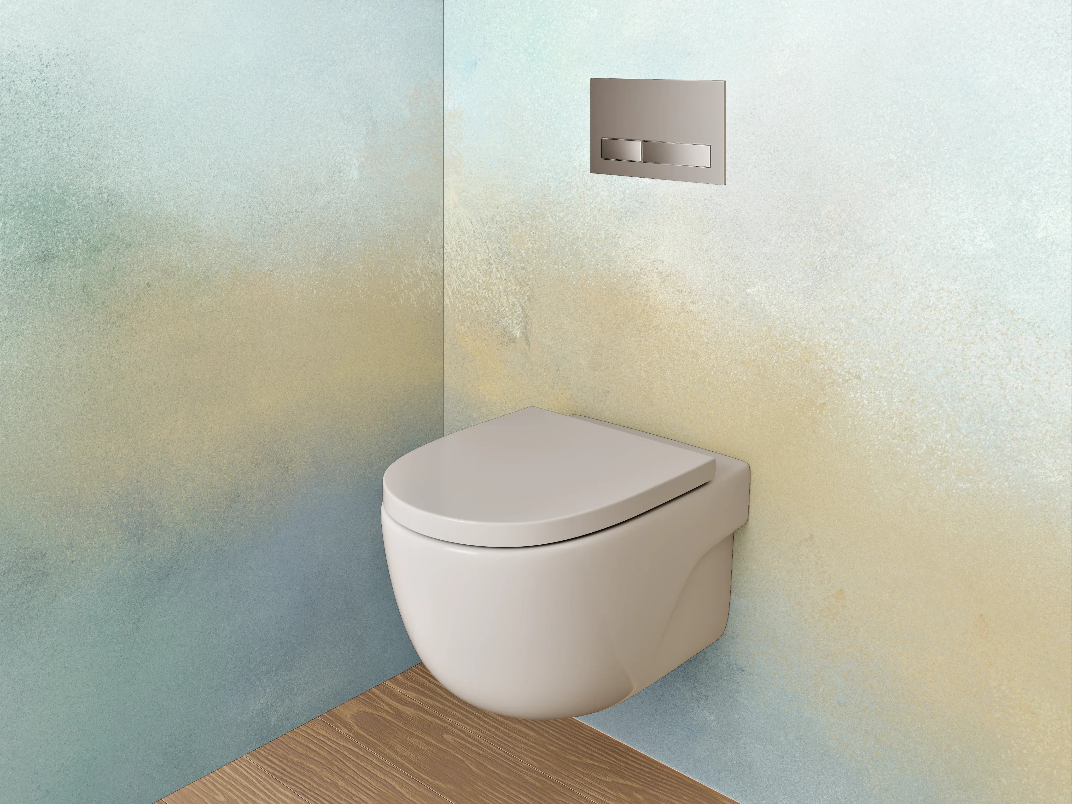 WC-Rückwand - Aquarell Nebel in sanftem Weiß