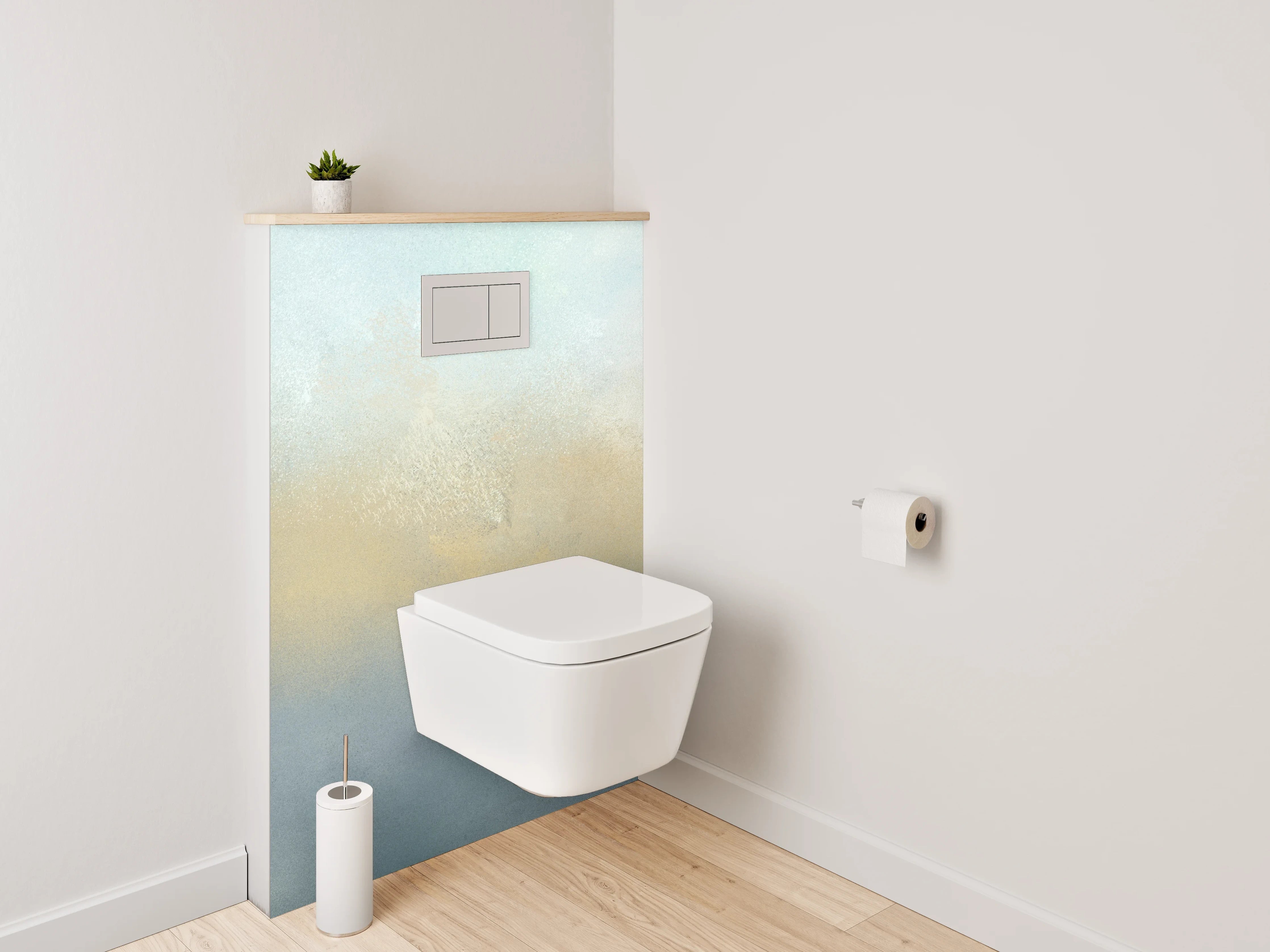 WC-Rückwand - Aquarell Nebel in sanftem Weiß