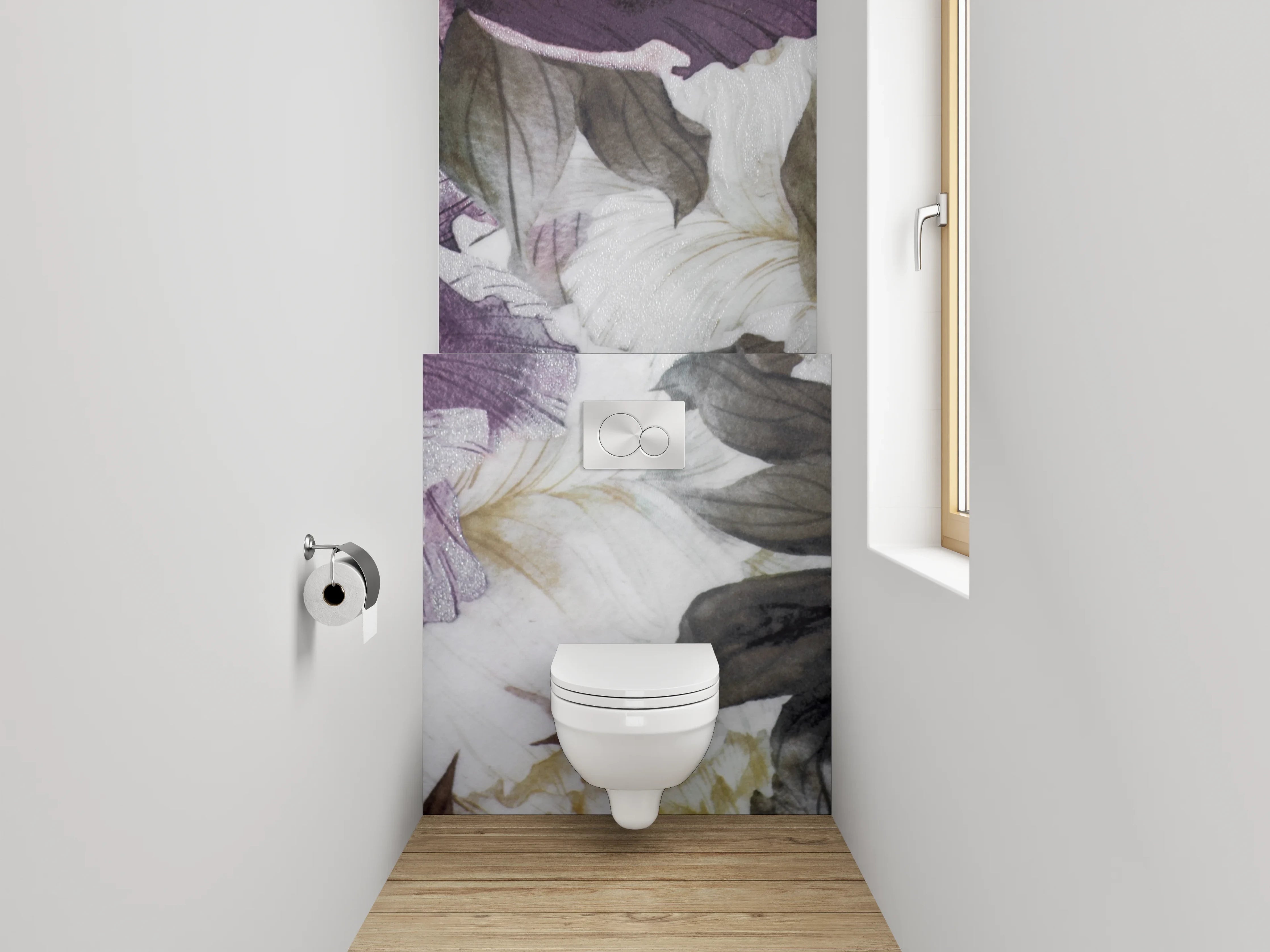 WC-Rückwand - Aquarell-Pfingstrosen Blütenpracht Lila Weiß