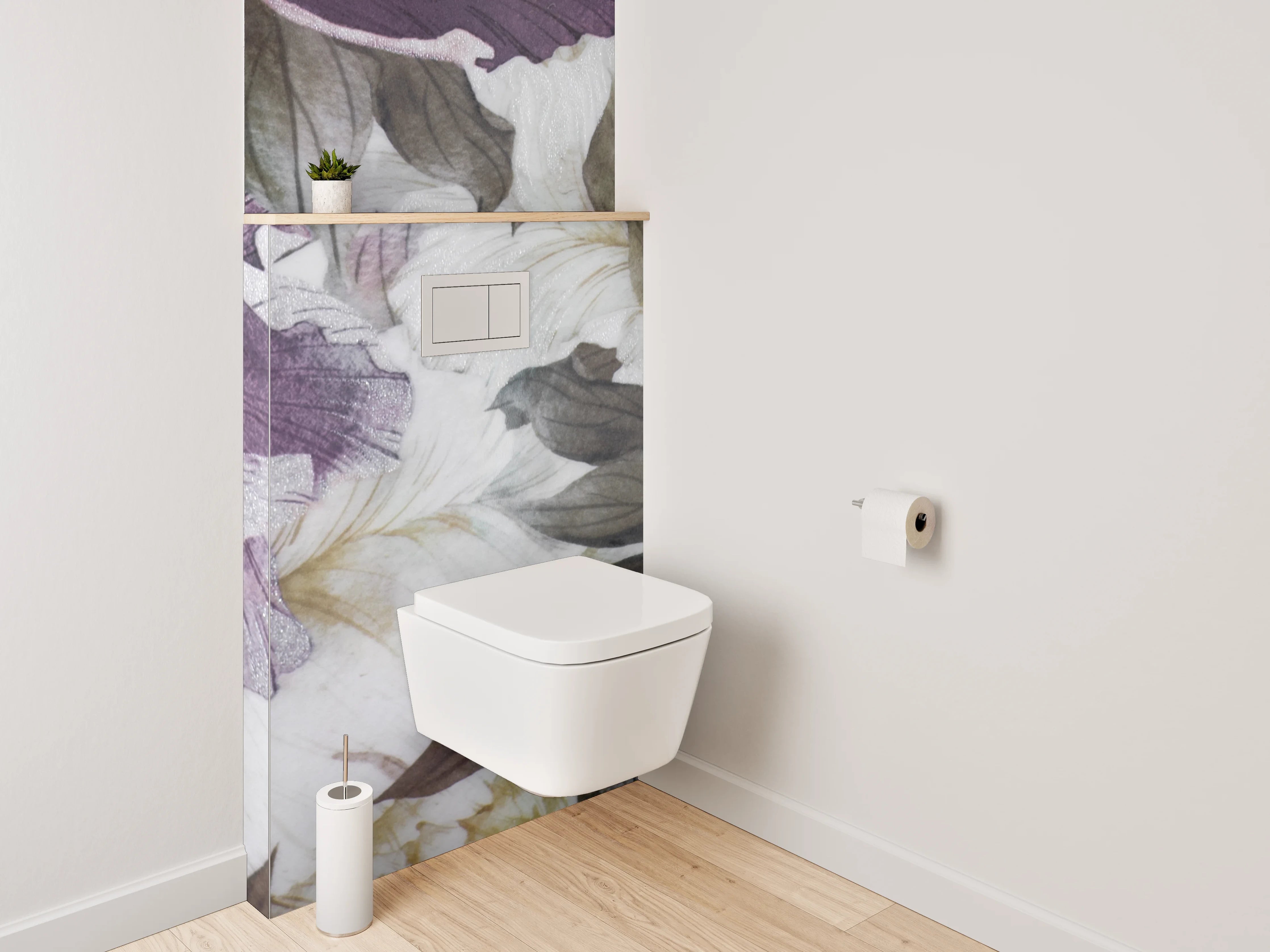 WC-Rückwand - Aquarell-Pfingstrosen Blütenpracht Lila Weiß