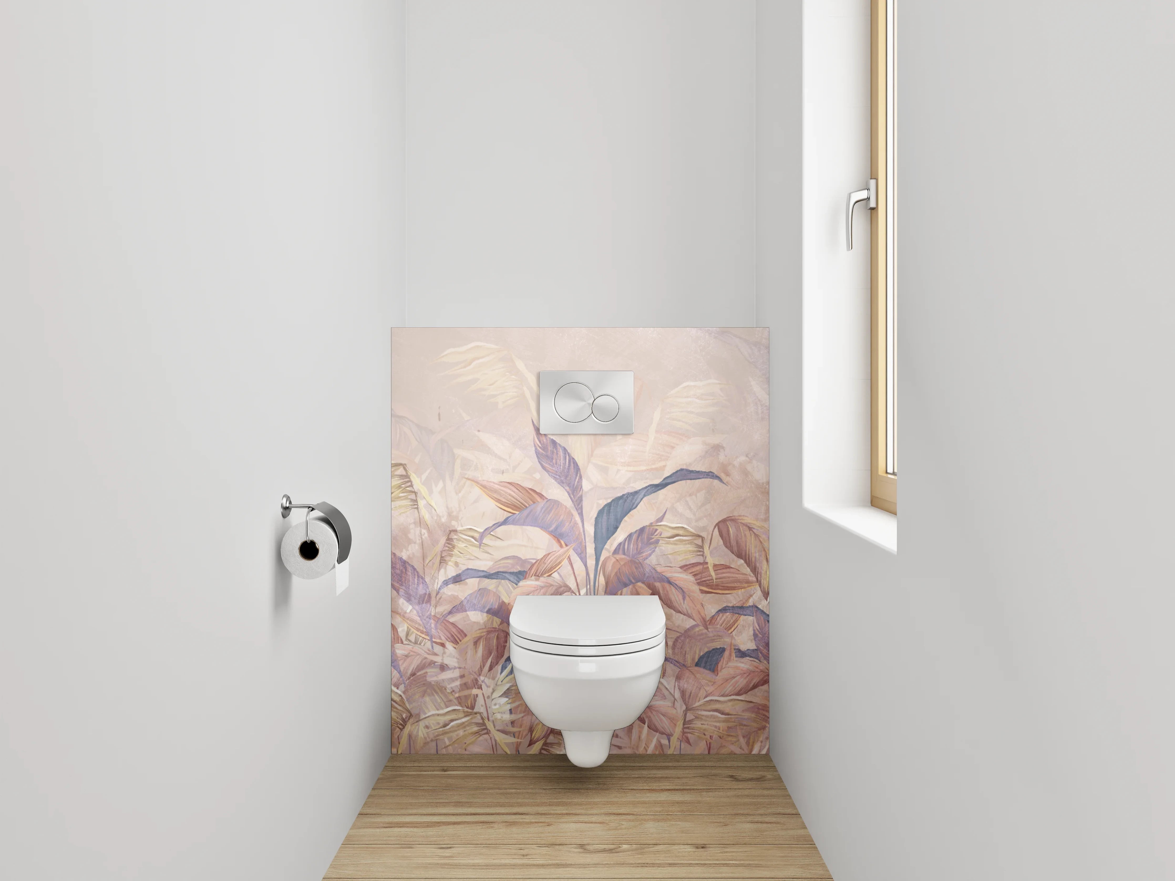 WC-Rückwand - Aquarell Pflanzen Blätter Pastell