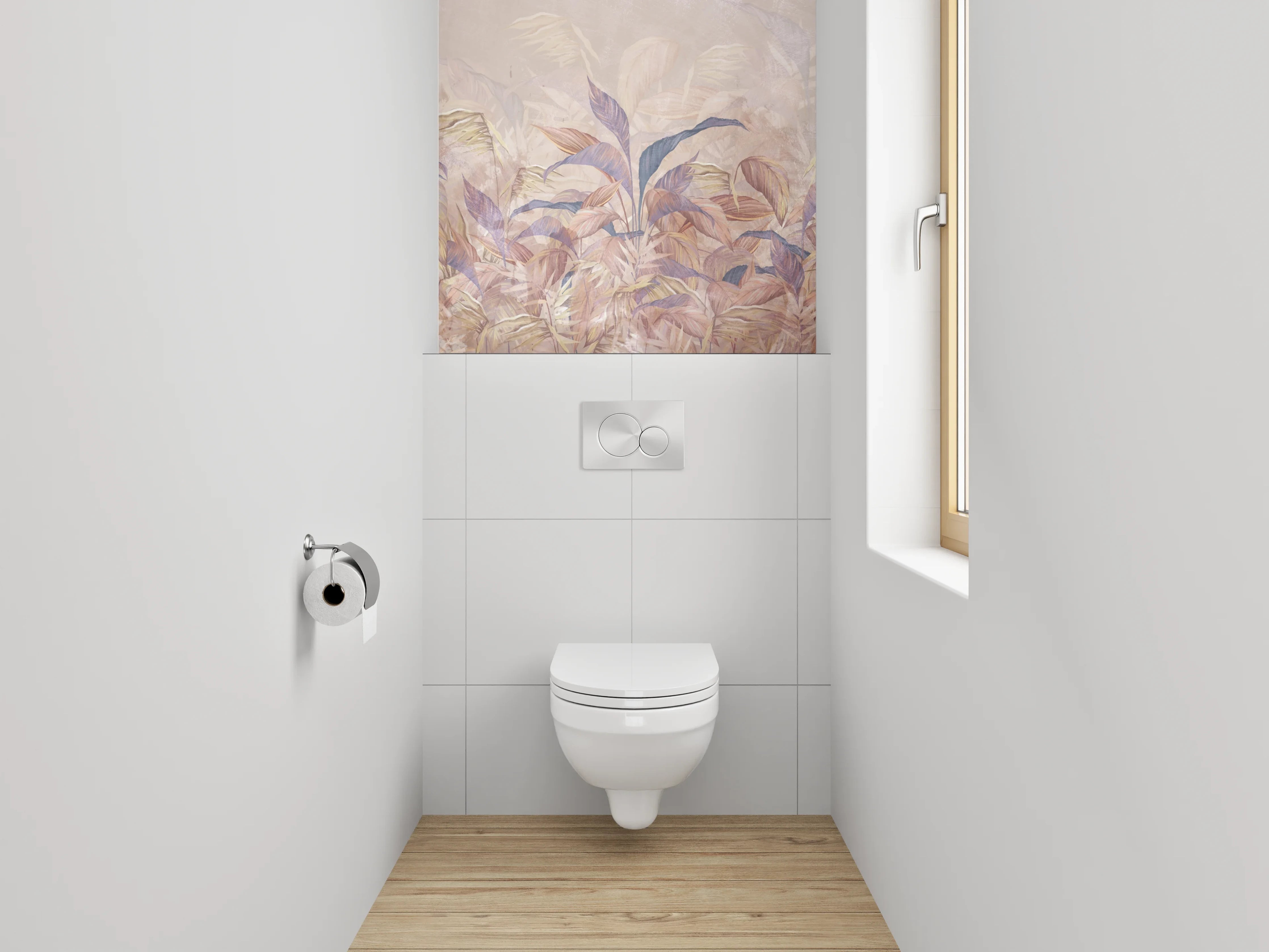 WC-Rückwand - Aquarell Pflanzen Blätter Pastell