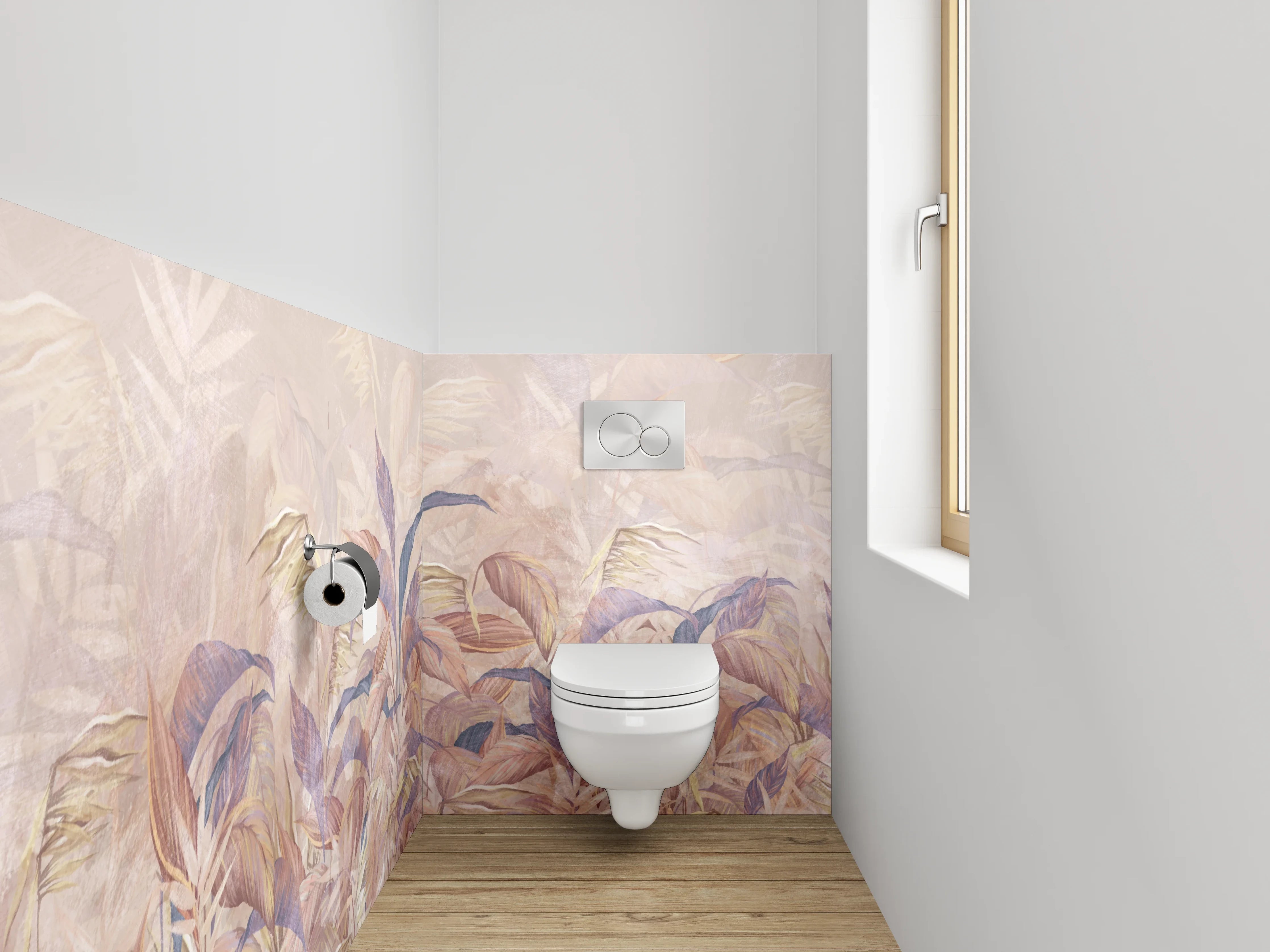 WC-Rückwand - Aquarell Pflanzen Blätter Pastell