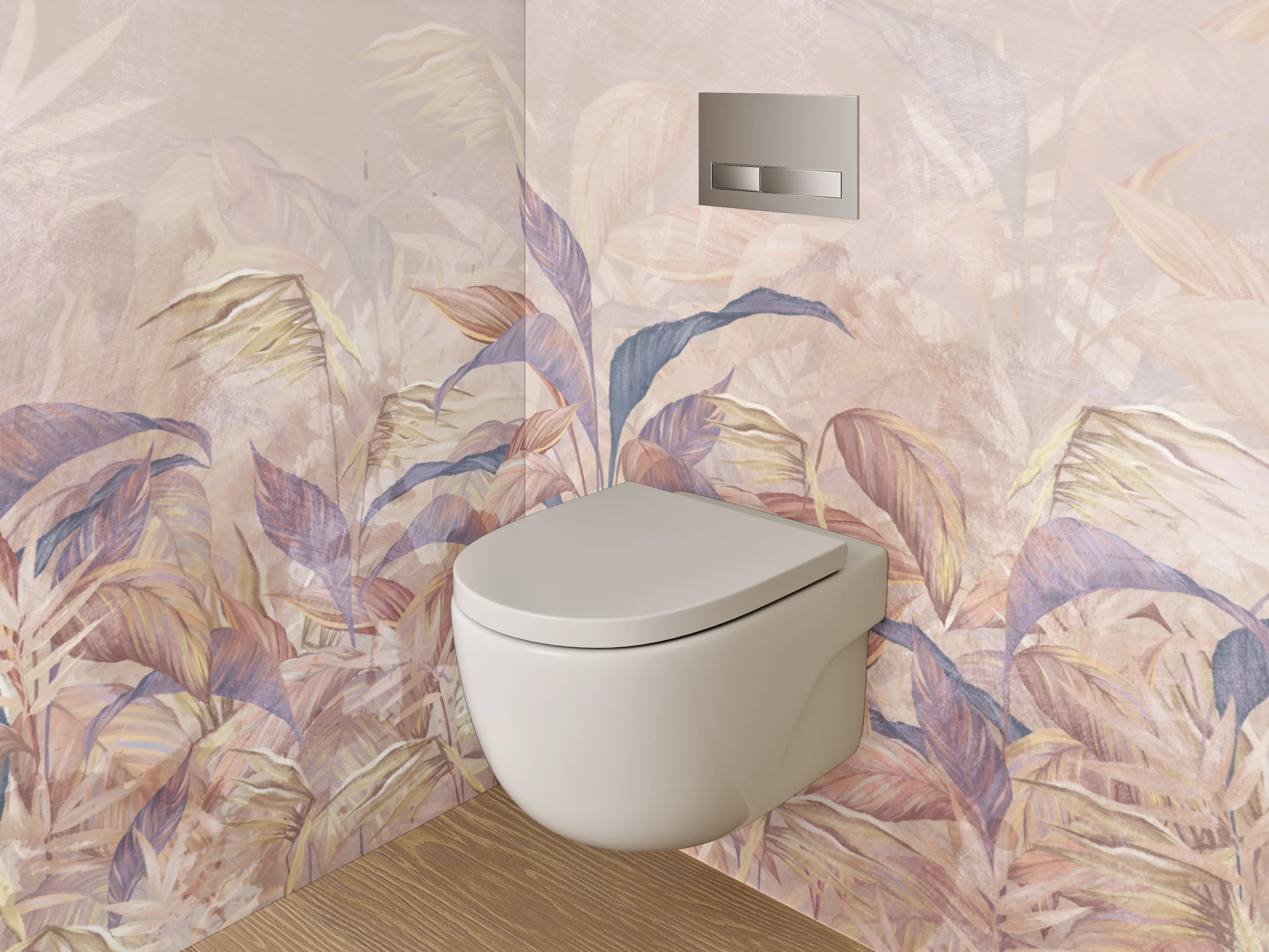 WC-Rückwand - Aquarell Pflanzen Blätter Pastell