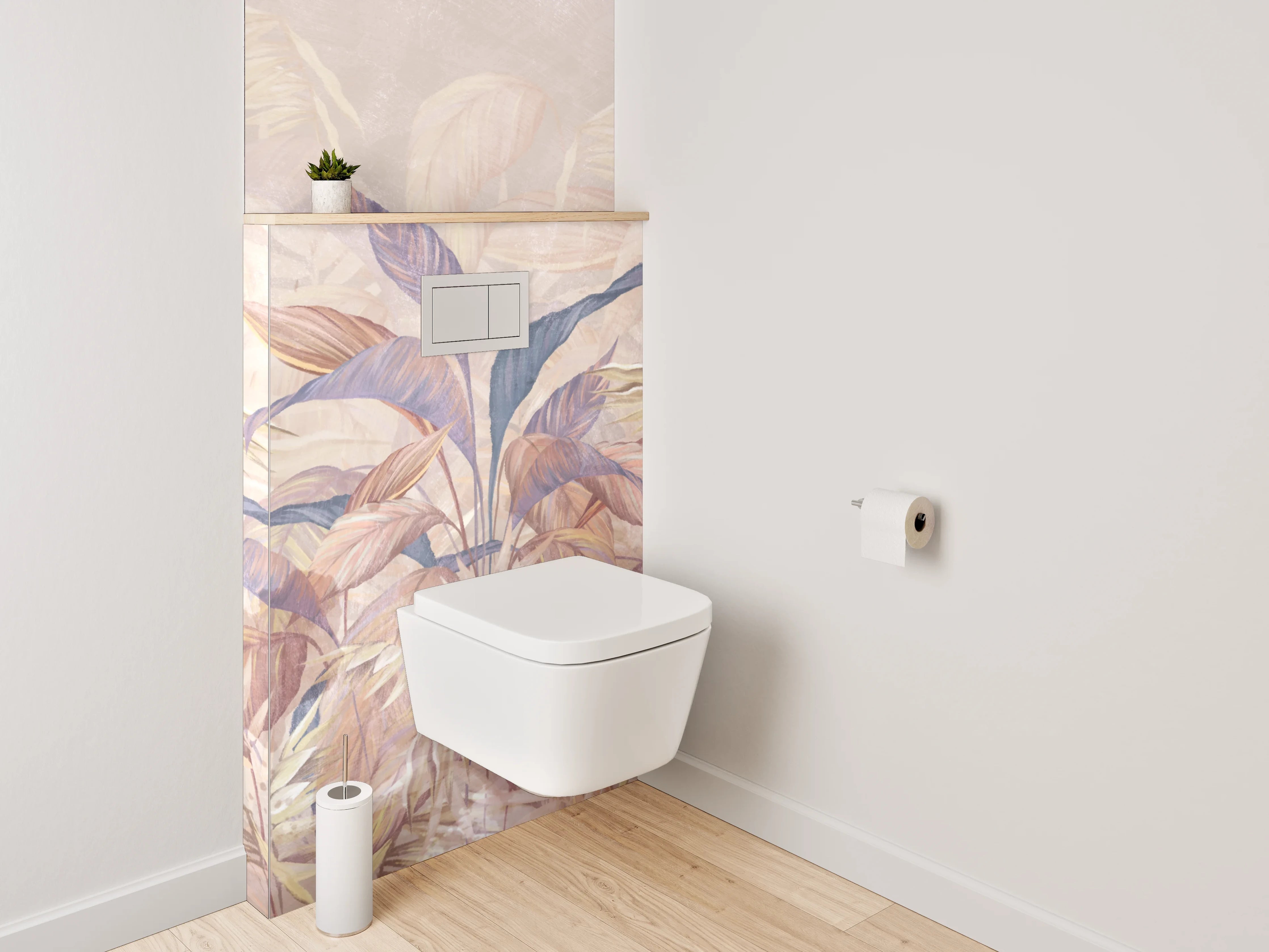 WC-Rückwand - Aquarell Pflanzen Blätter Pastell