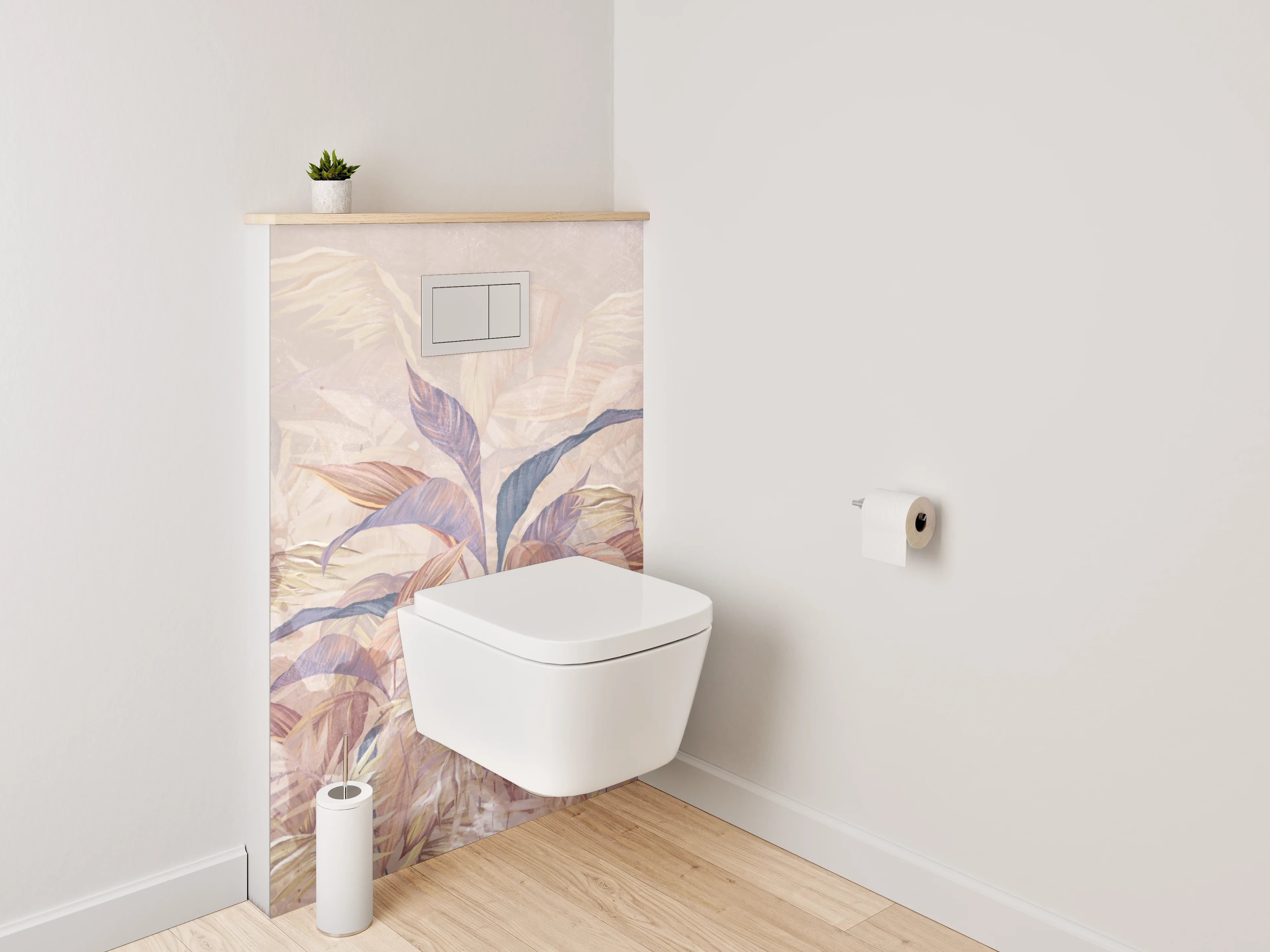 WC-Rückwand - Aquarell Pflanzen Blätter Pastell