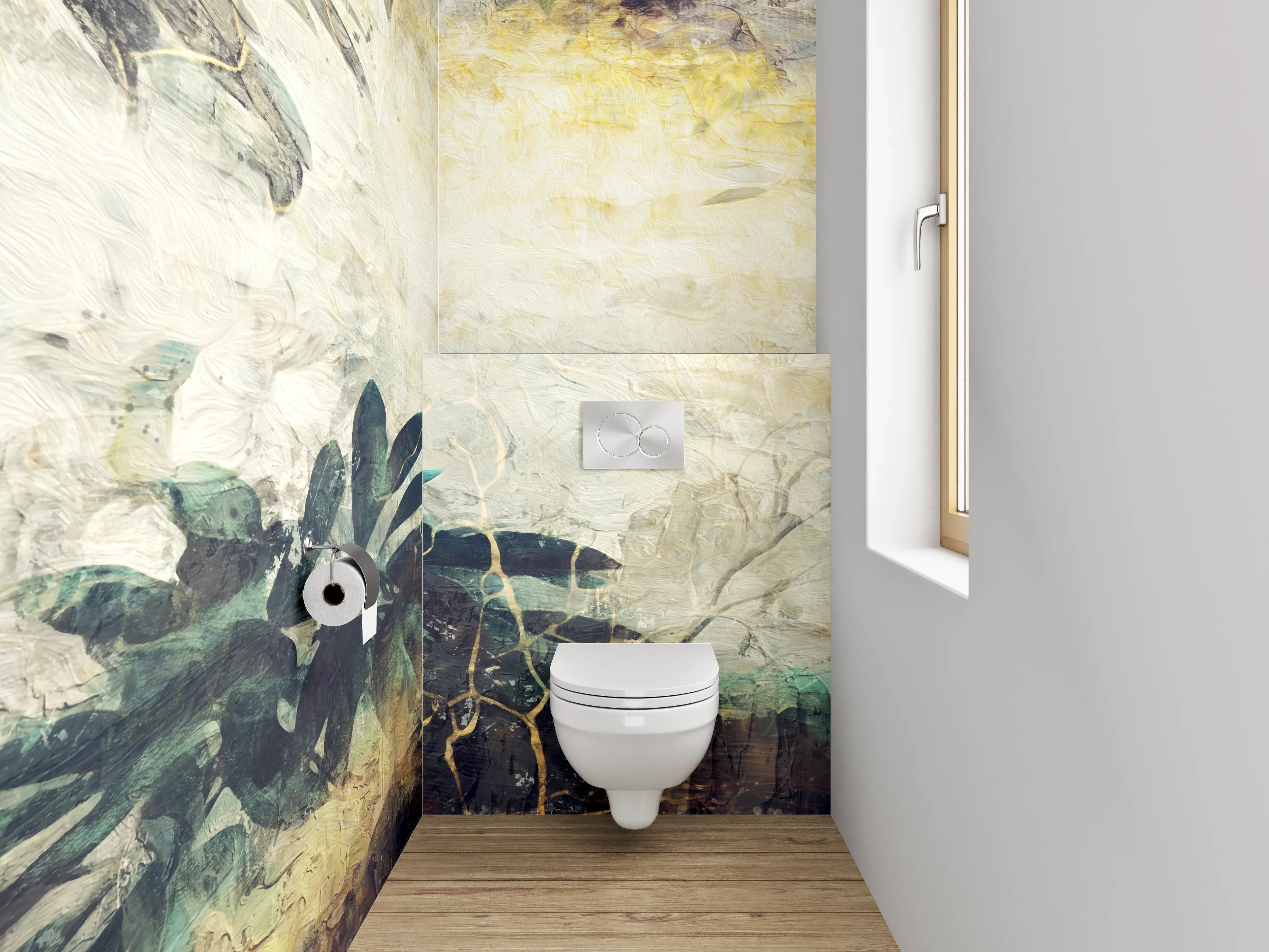 WC-Rückwand - Aquarell Pflanzen Malerei Naturmotiv