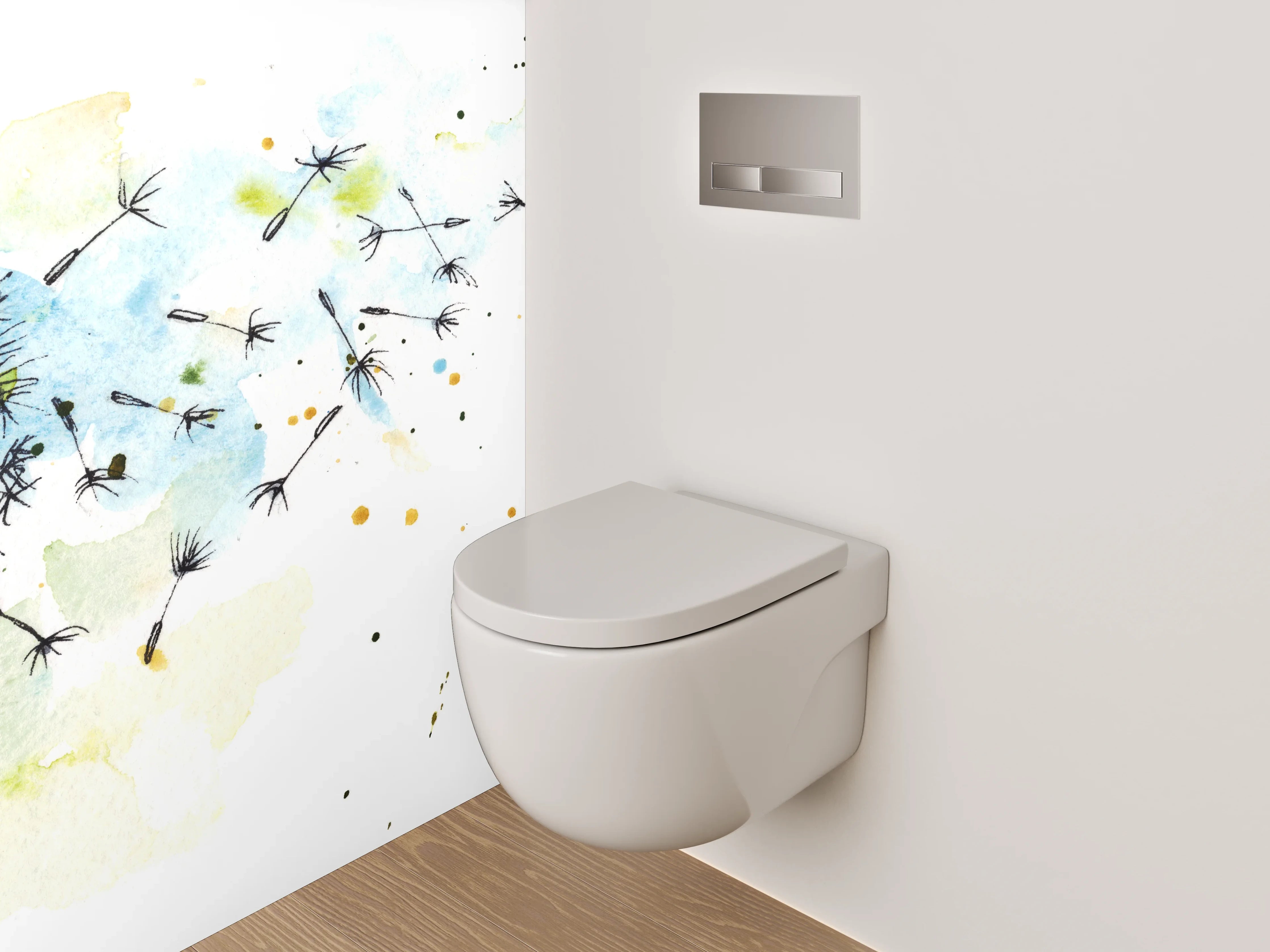 WC-Rückwand - Aquarell Pusteblume Leicht Blau Grün