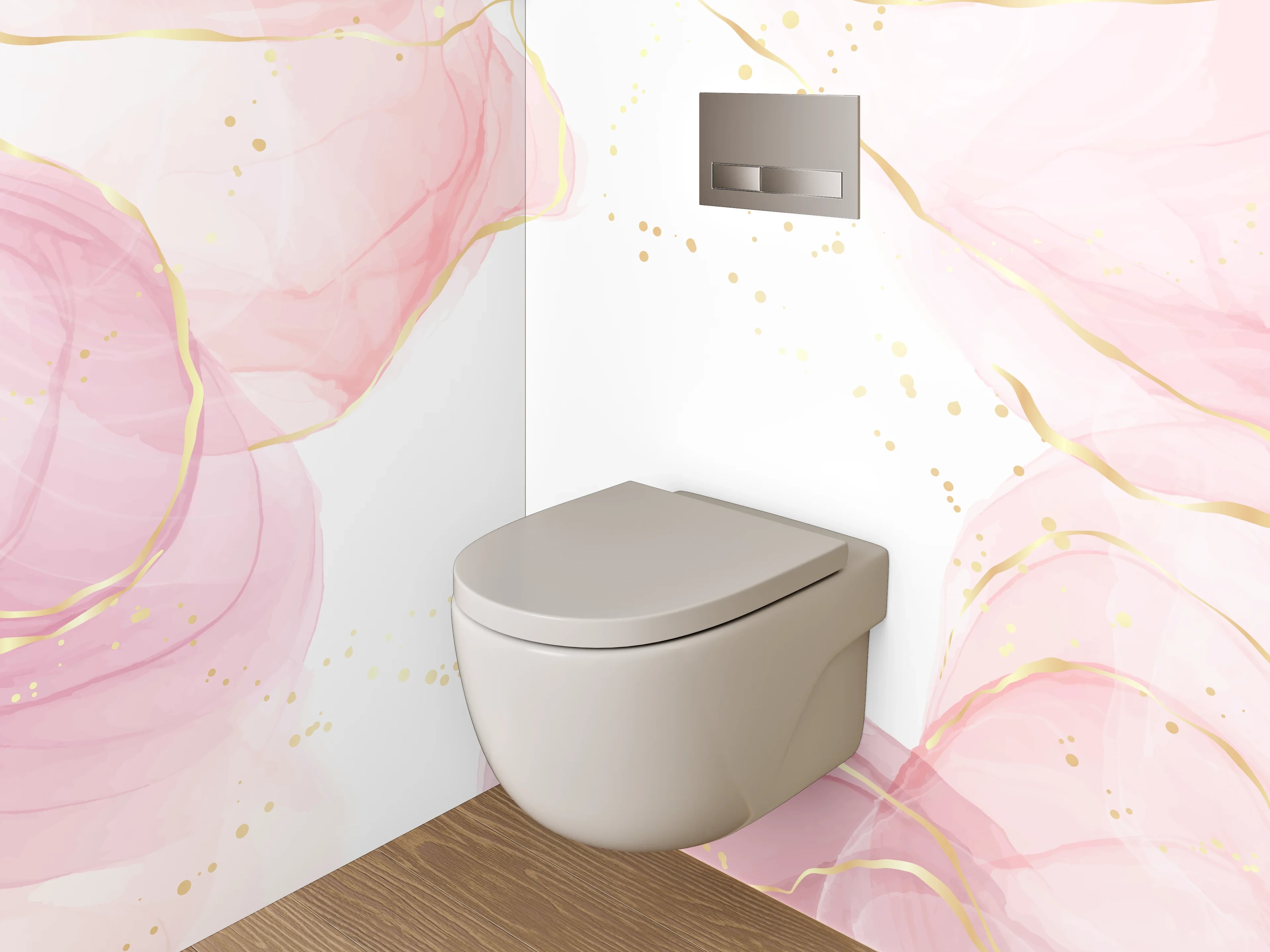 WC-Rückwand - Aquarell Rosa Gold Marmor Look