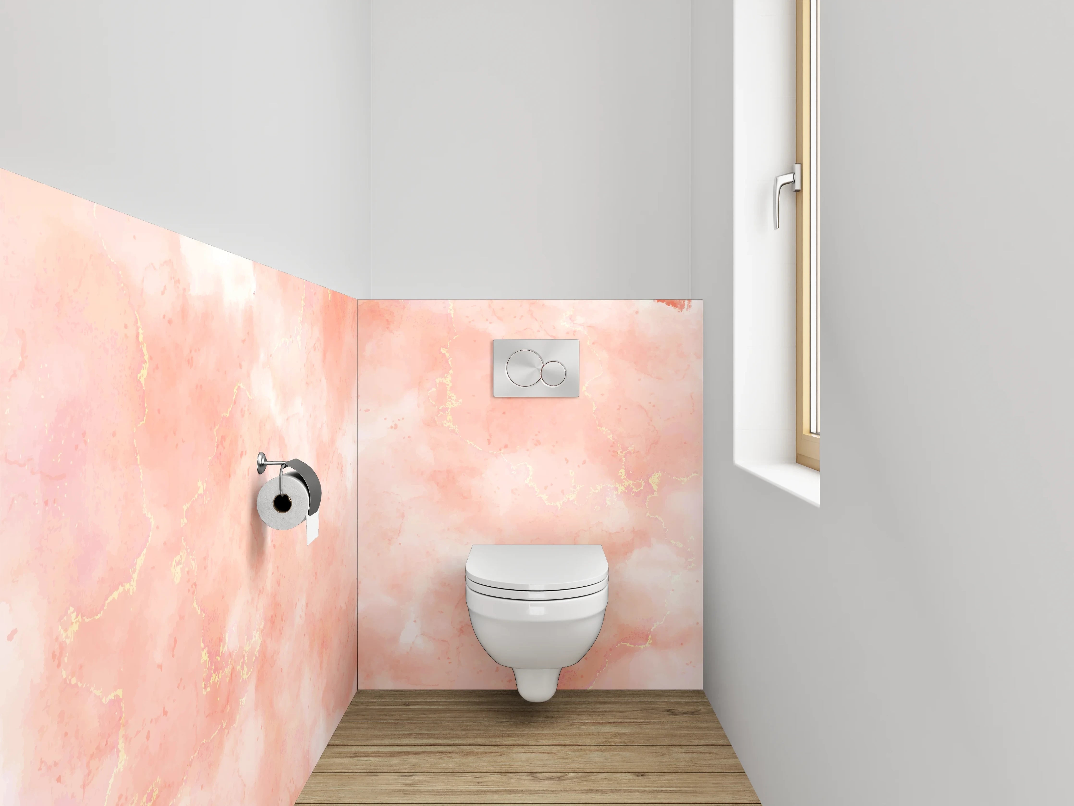 WC-Rückwand - Aquarell Rosa Marmor Design