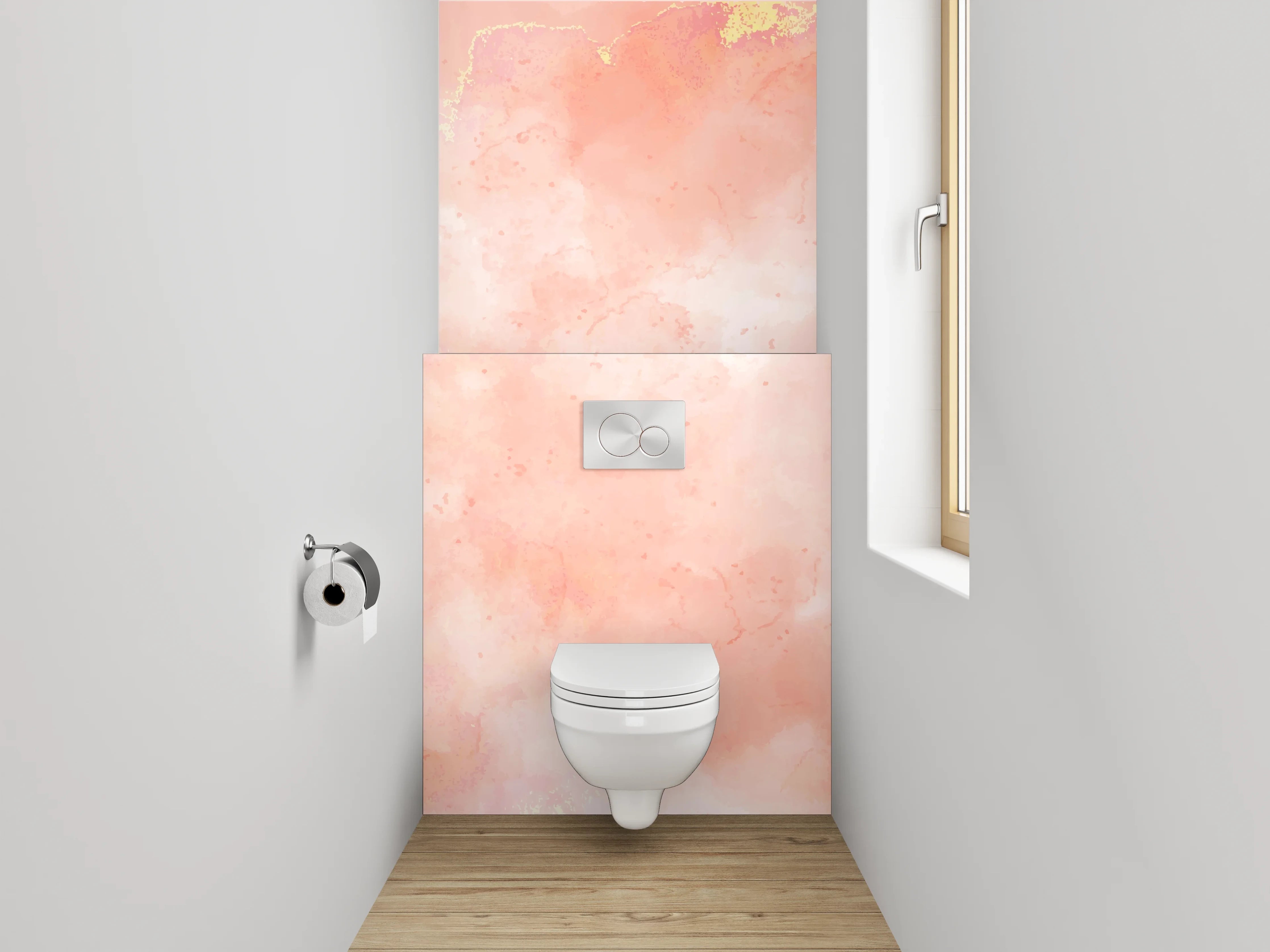 WC-Rückwand - Aquarell Rosa Marmor Design