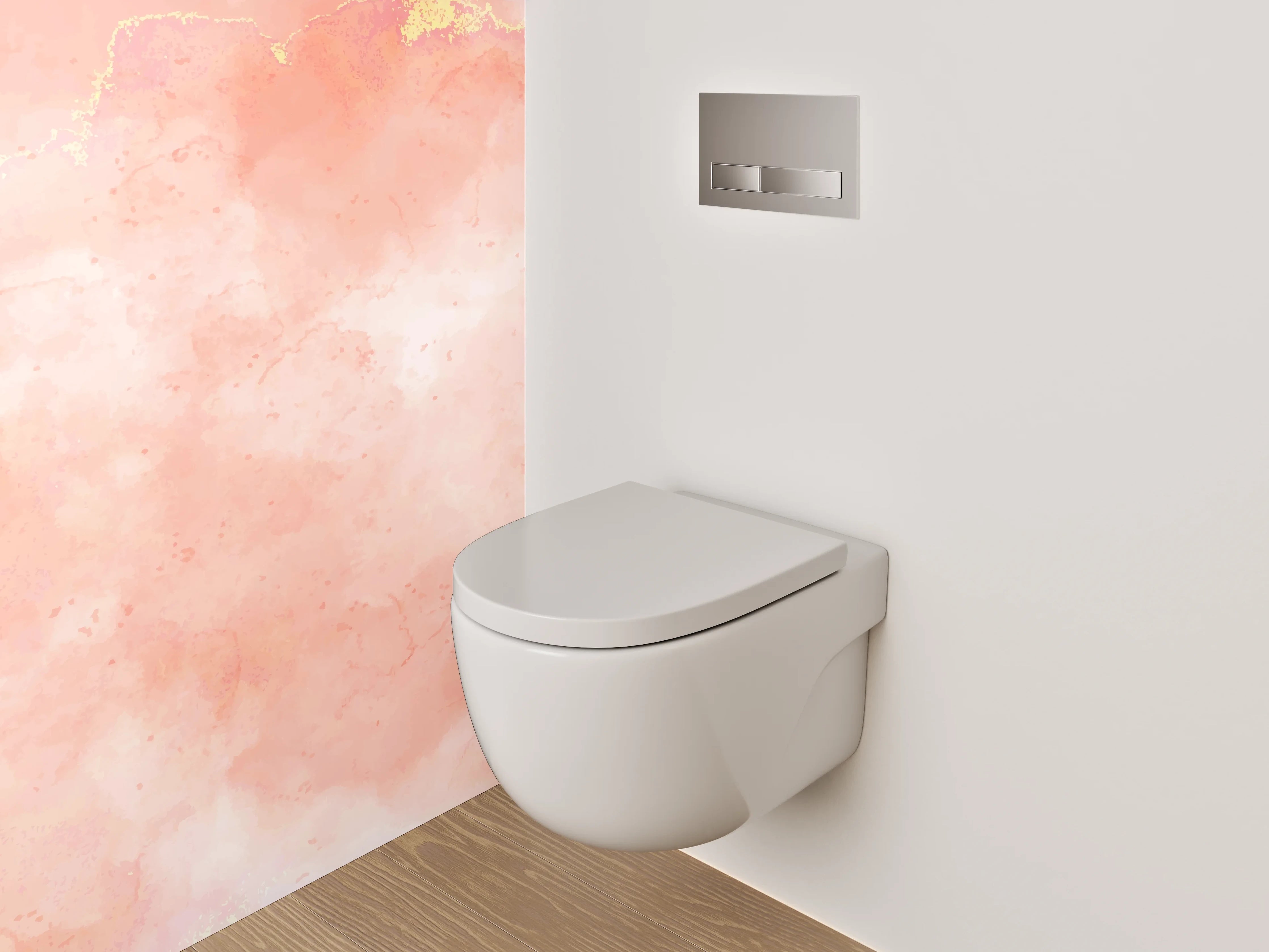 WC-Rückwand - Aquarell Rosa Marmor Design