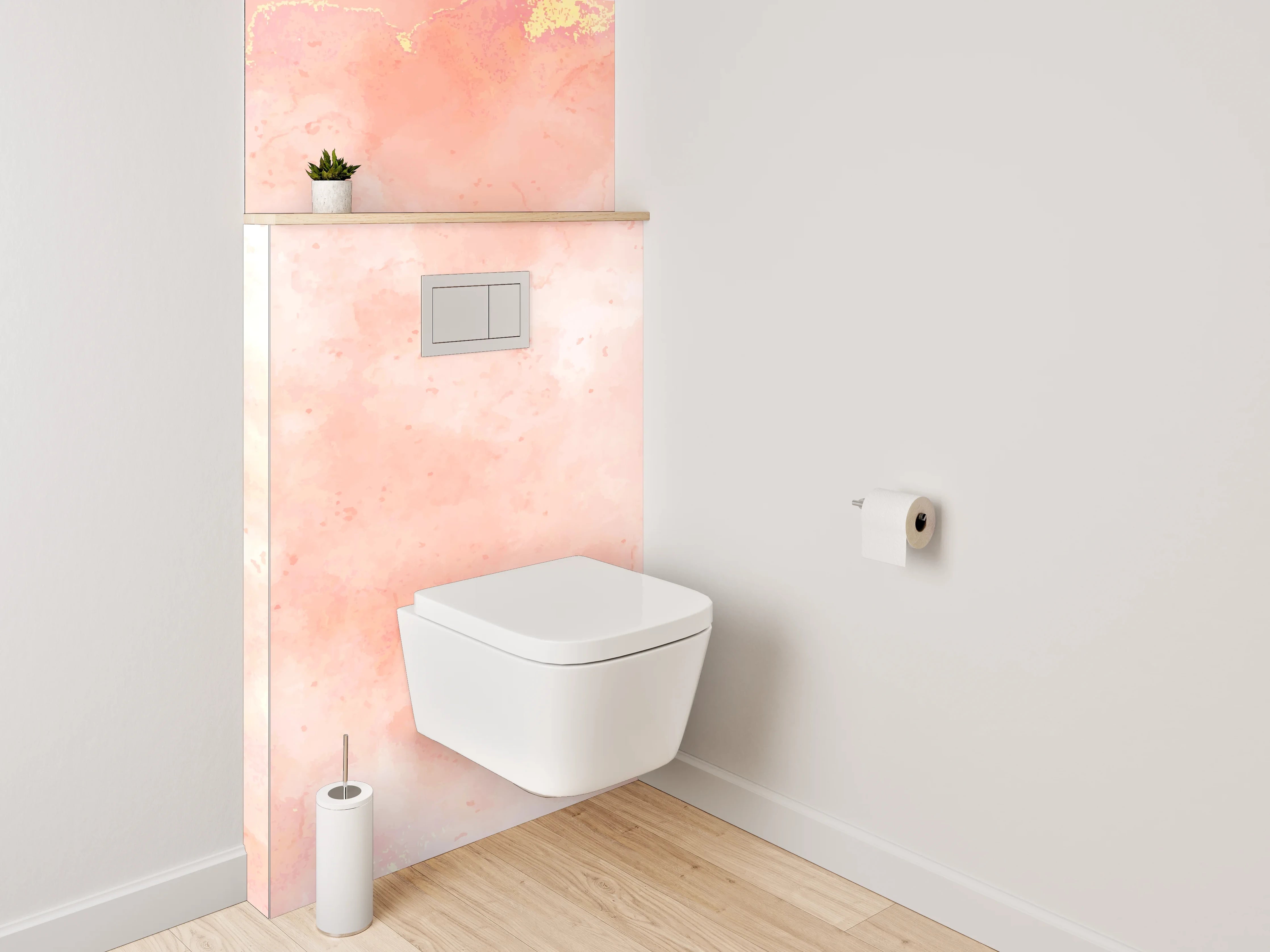 WC-Rückwand - Aquarell Rosa Marmor Design