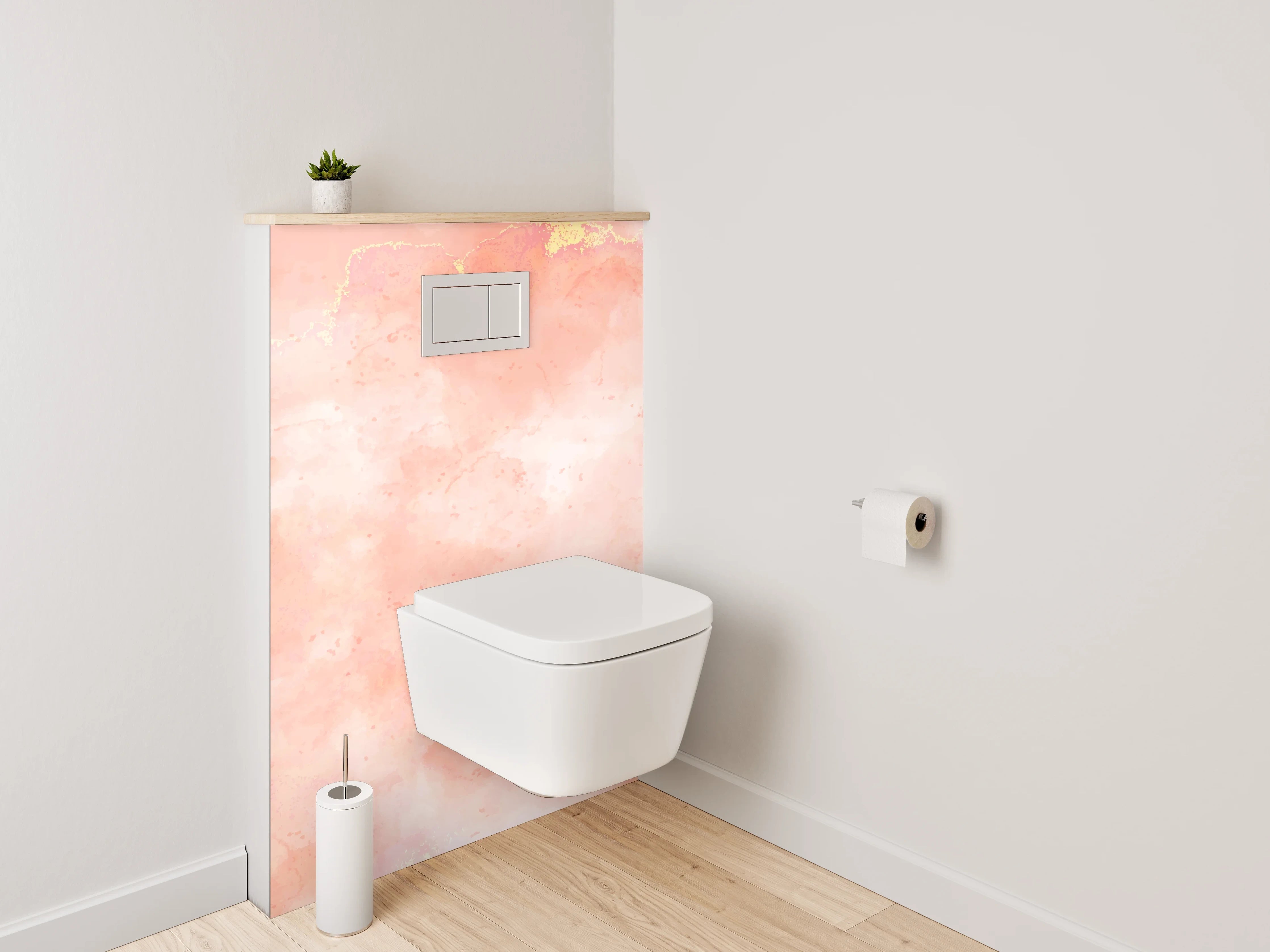 WC-Rückwand - Aquarell Rosa Marmor Design