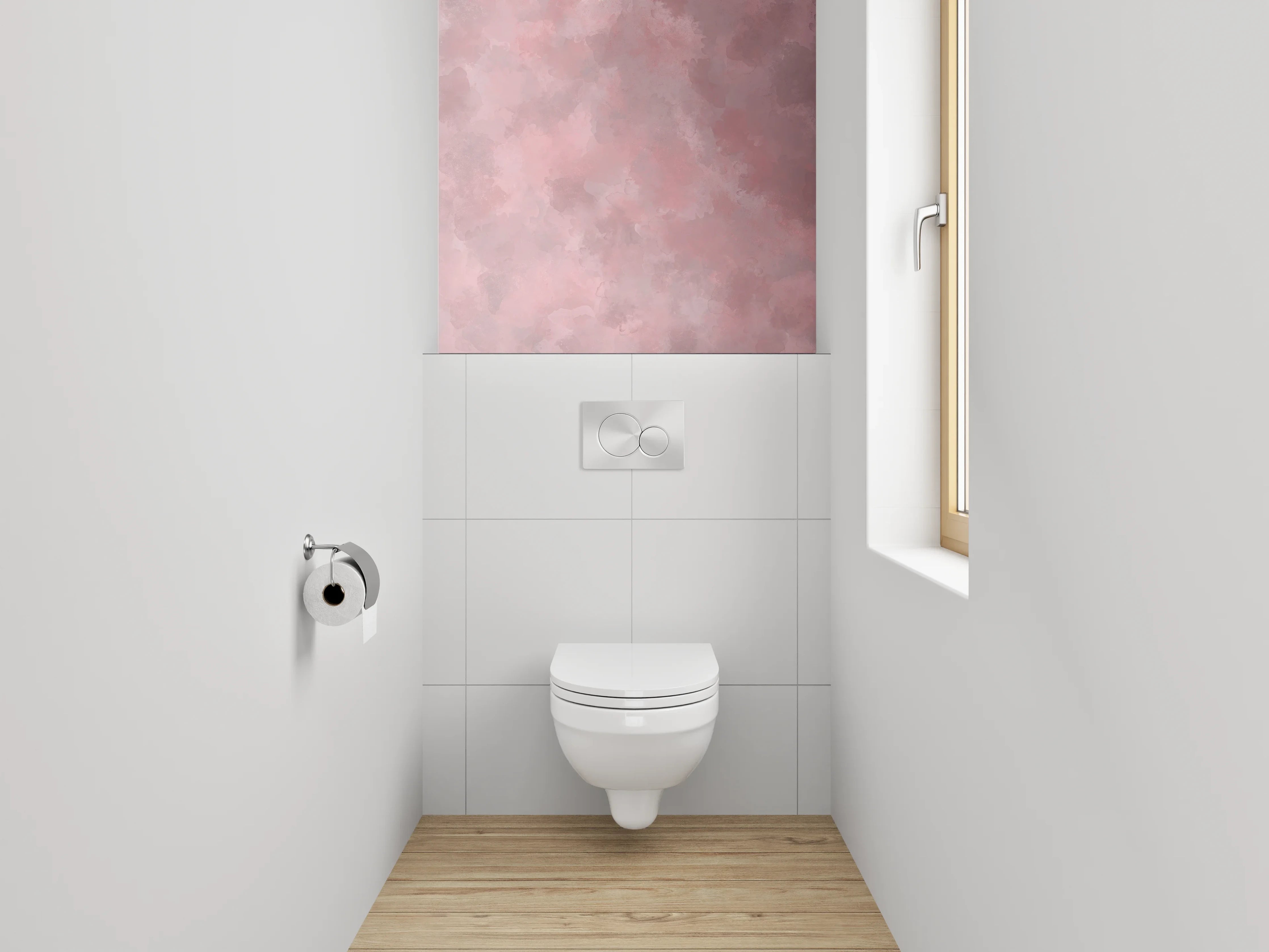 WC-Rückwand - Aquarell Rosa Wolke Design