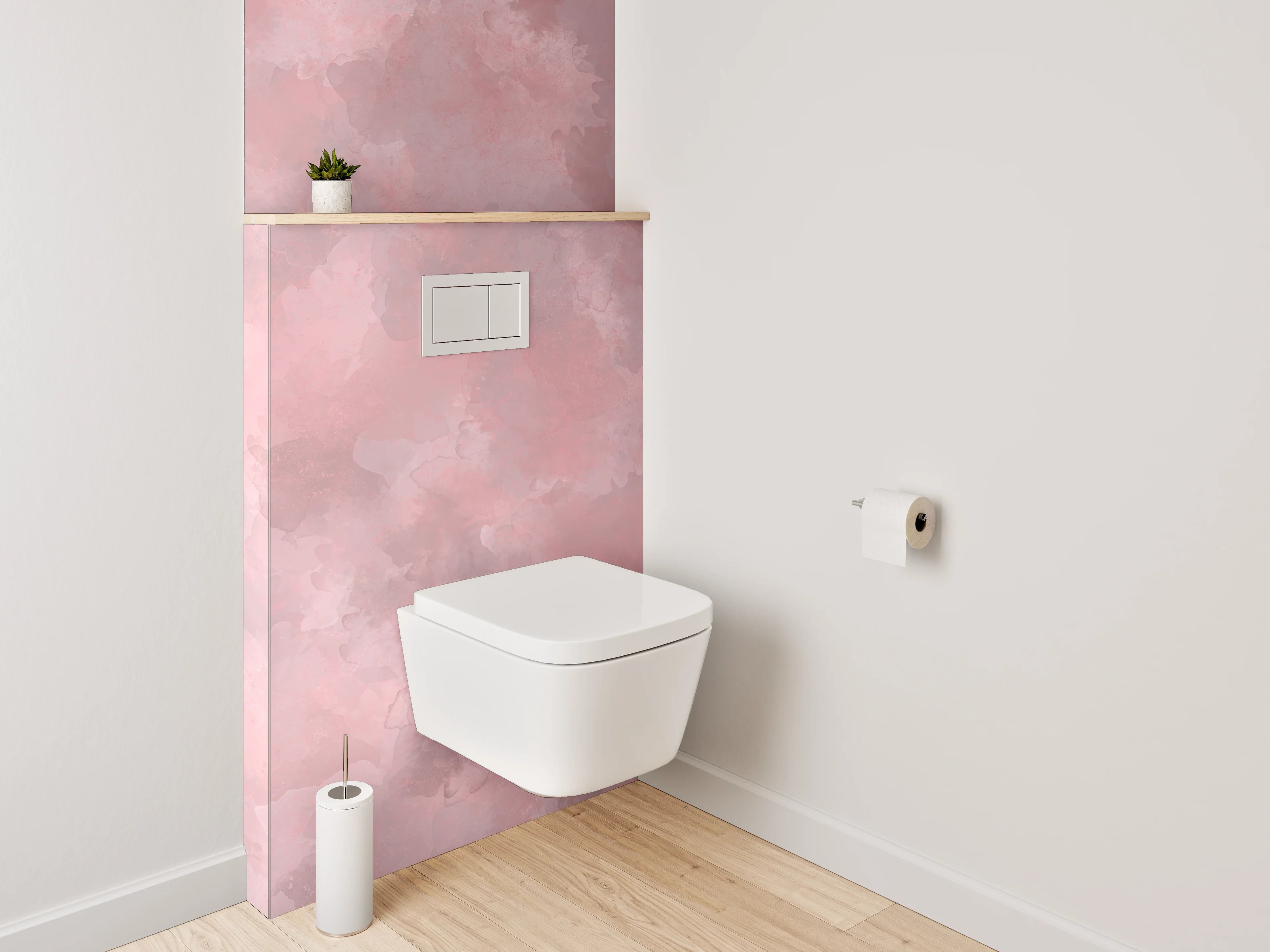WC-Rückwand - Aquarell Rosa Wolke Design