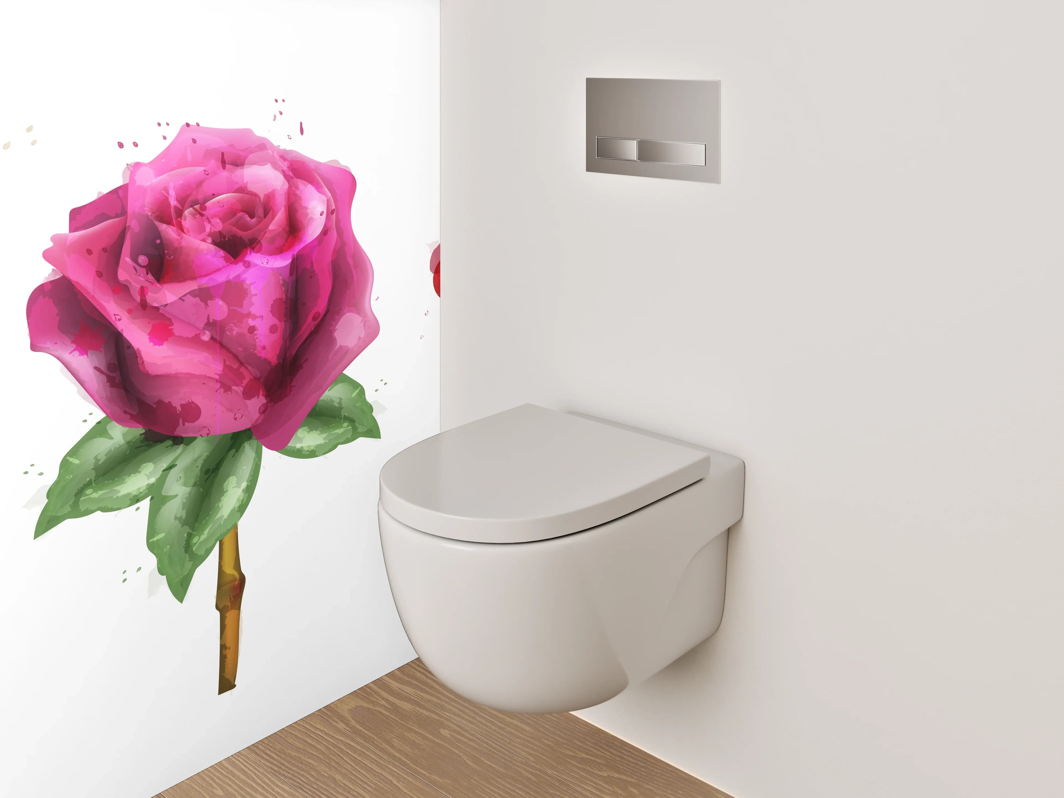 WC-Rückwand - Aquarell Rosen – Bunte Blütenpracht