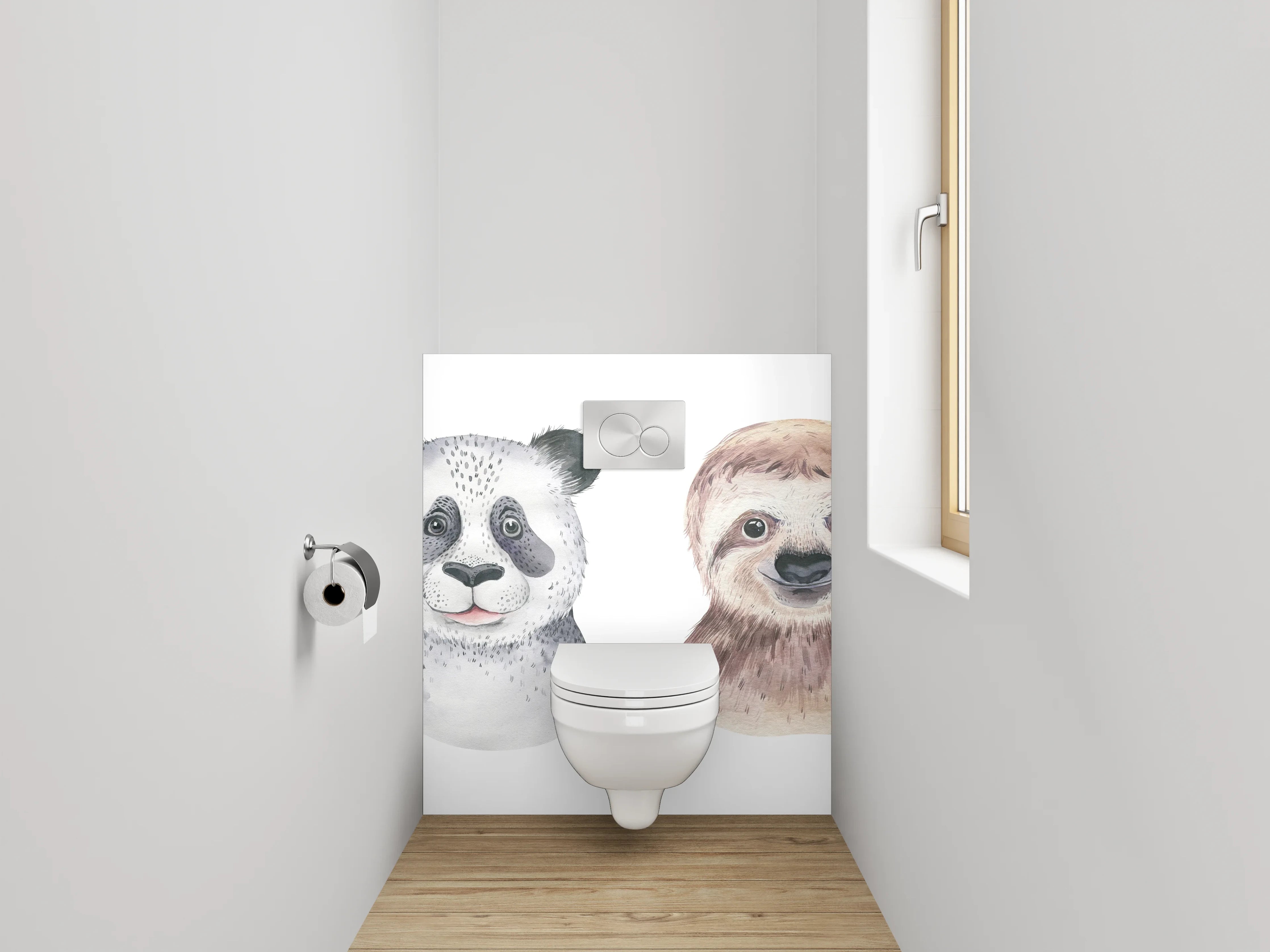WC-Rückwand - Aquarell Tierportraits: Koala, Panda, Faultier, Elefant
