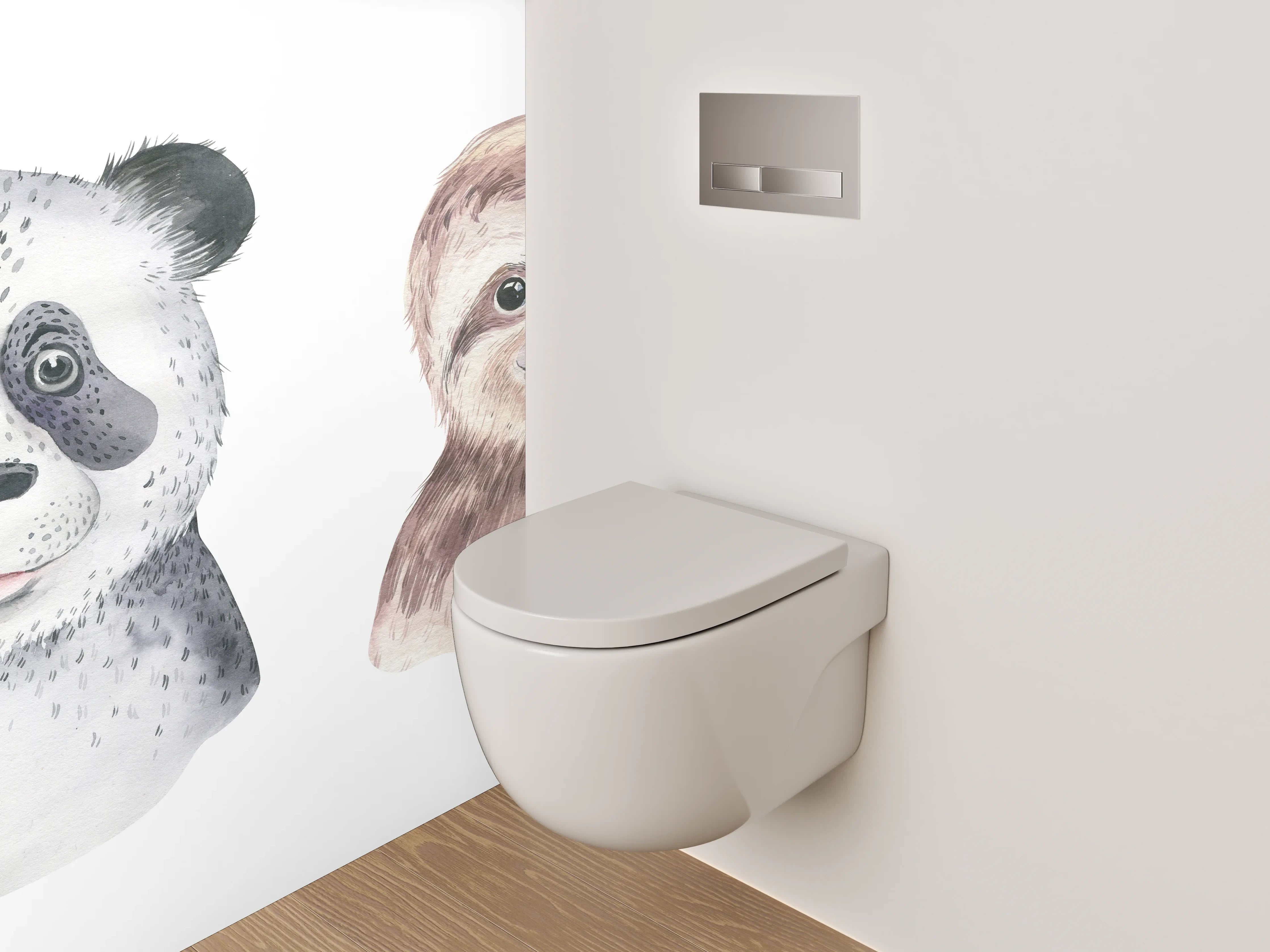 WC-Rückwand - Aquarell Tierportraits: Koala, Panda, Faultier, Elefant