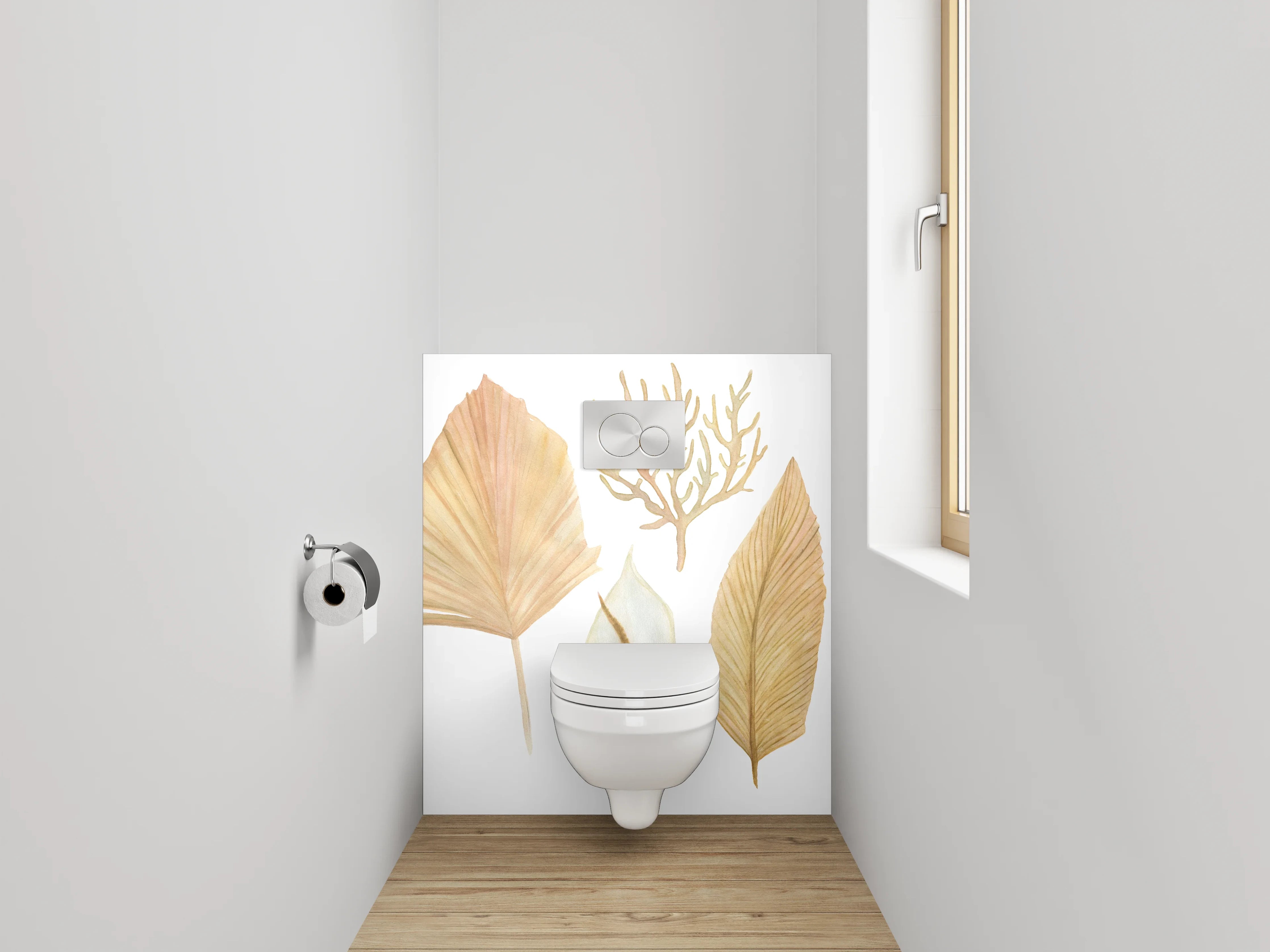 WC-Rückwand - Aquarell Trockenblätter Pflanzen Illustration