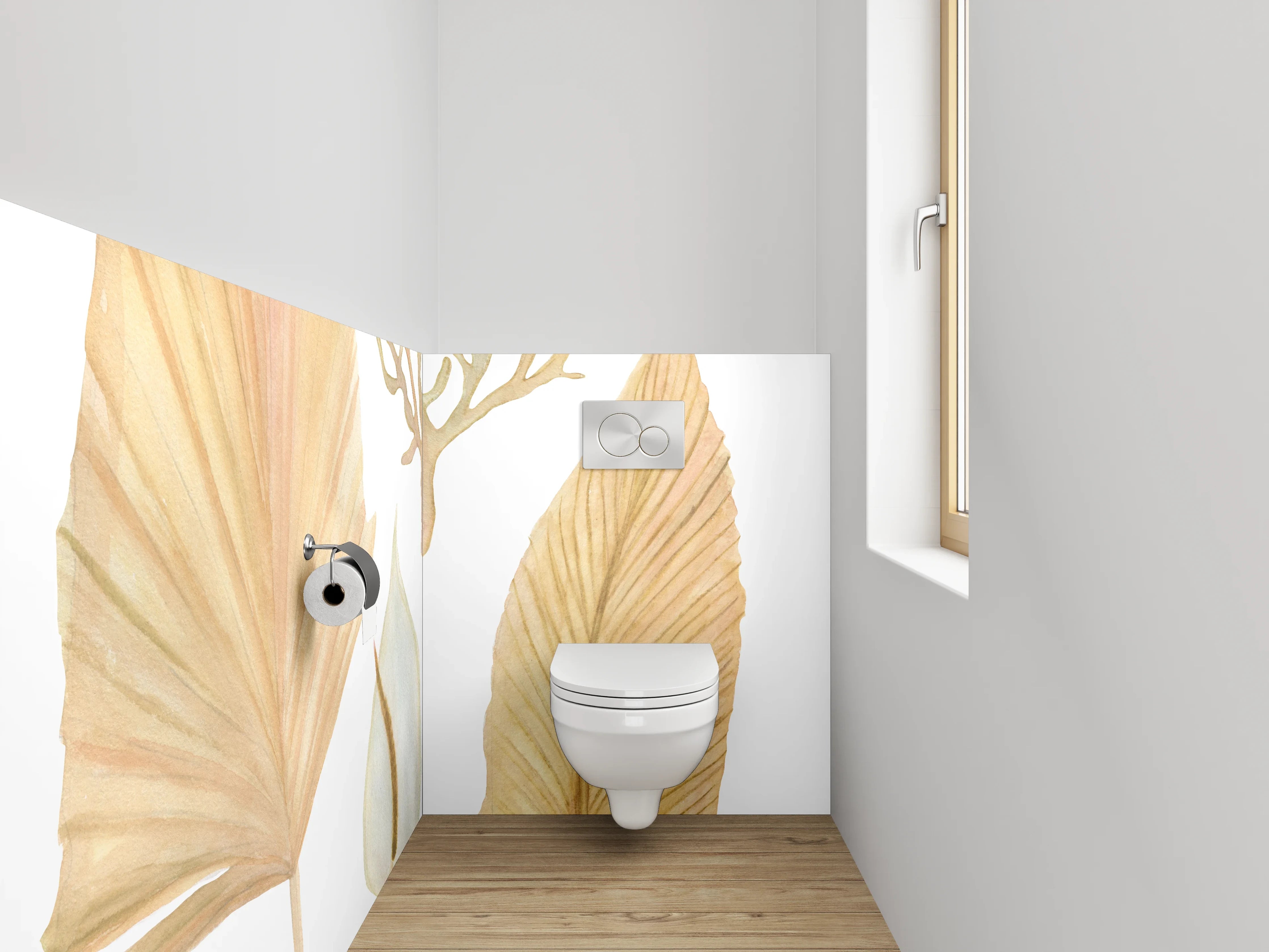 WC-Rückwand - Aquarell Trockenblätter Pflanzen Illustration
