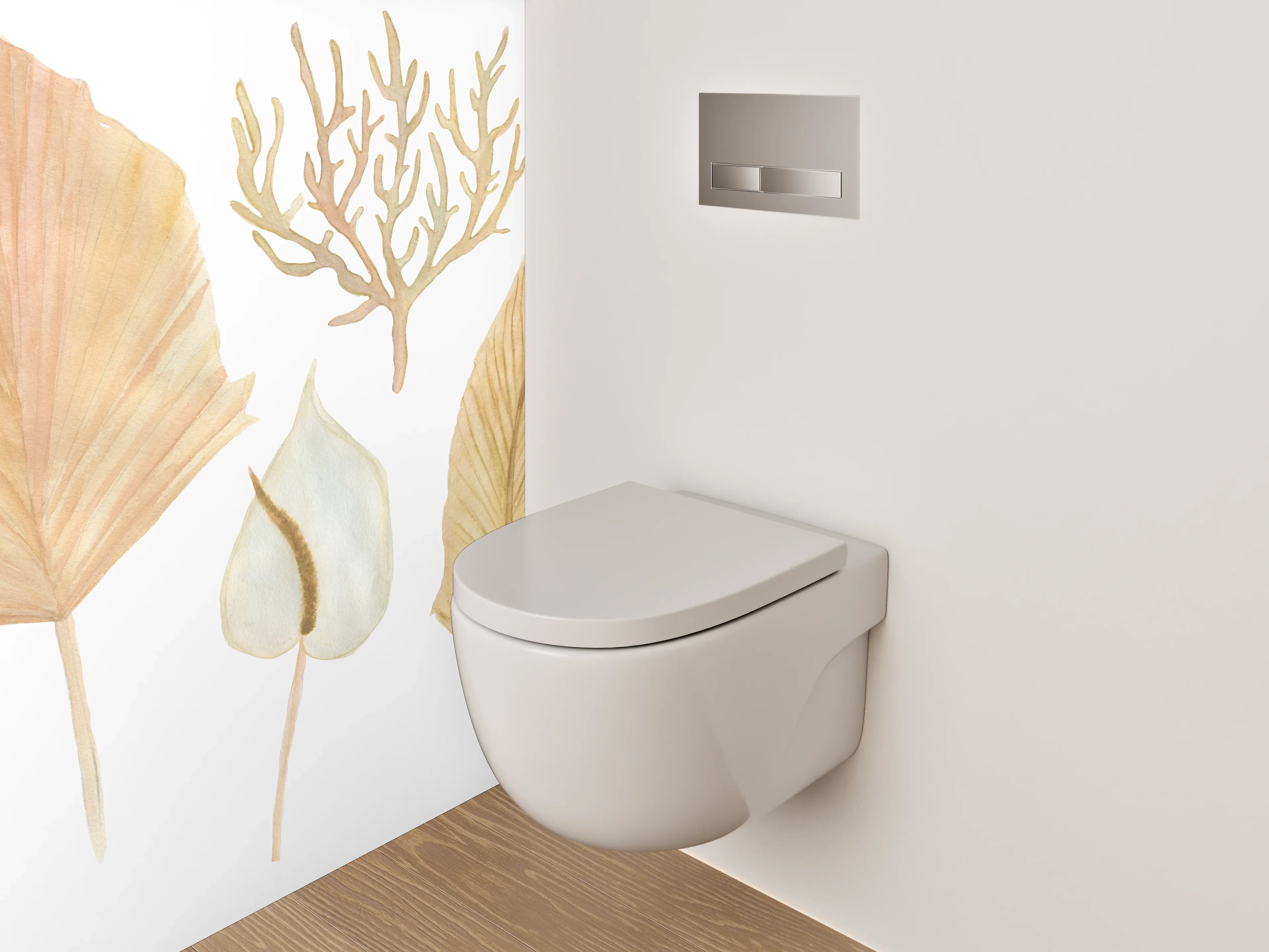 WC-Rückwand - Aquarell Trockenblätter Pflanzen Illustration