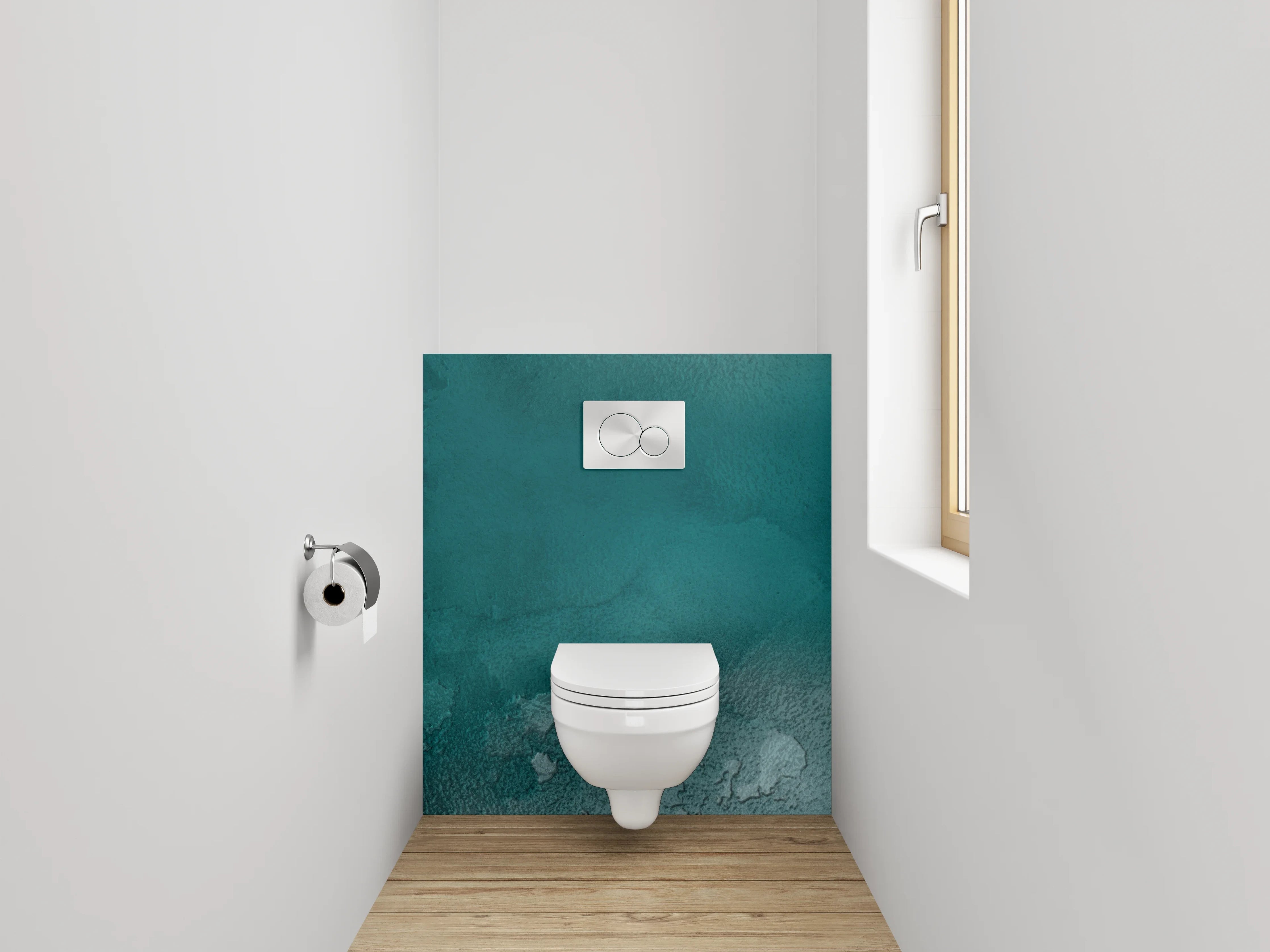 WC-Rückwand - Aquarell Türkis Abstrakt Wandkunst