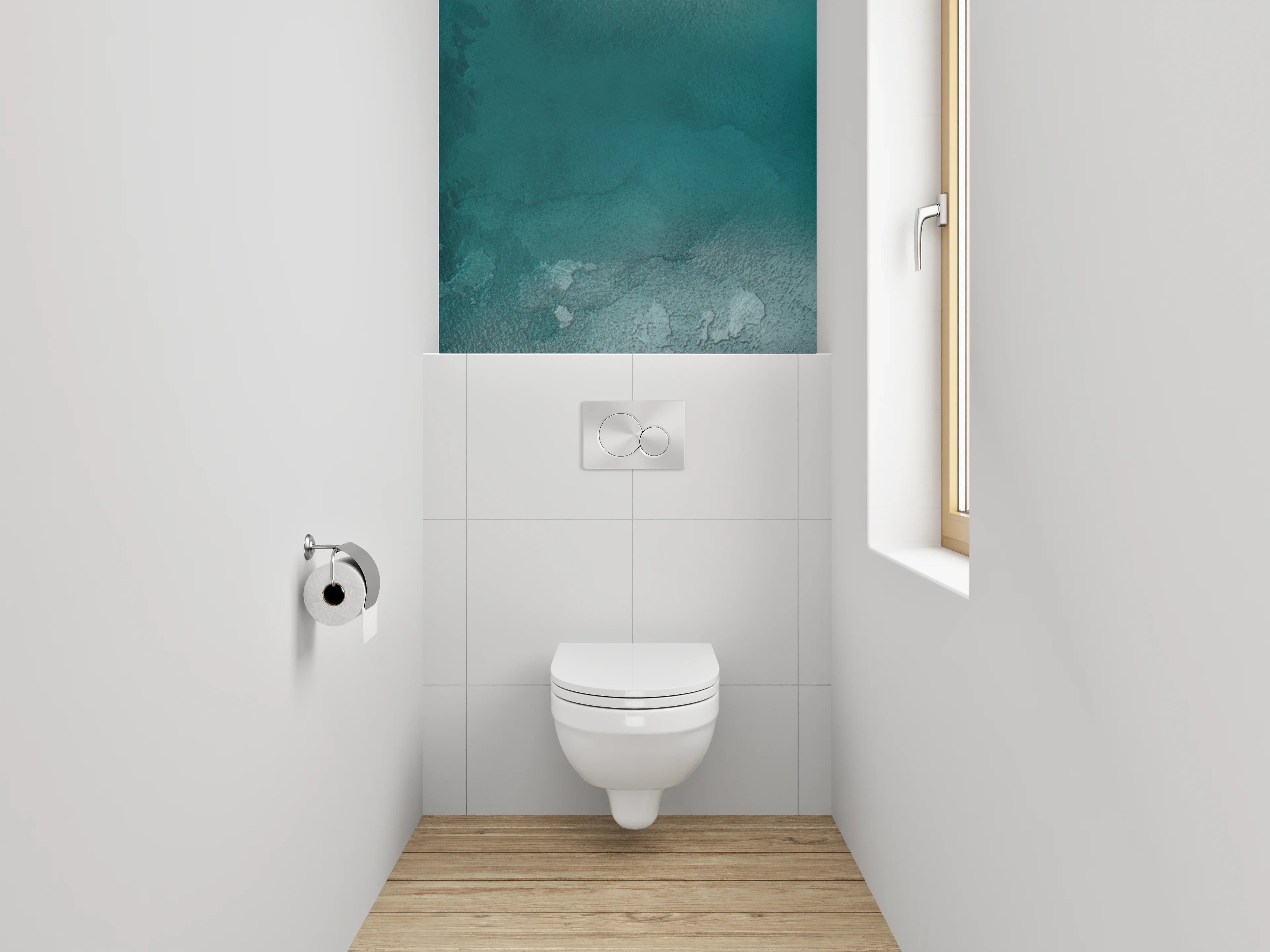 WC-Rückwand - Aquarell Türkis Abstrakt Wandkunst
