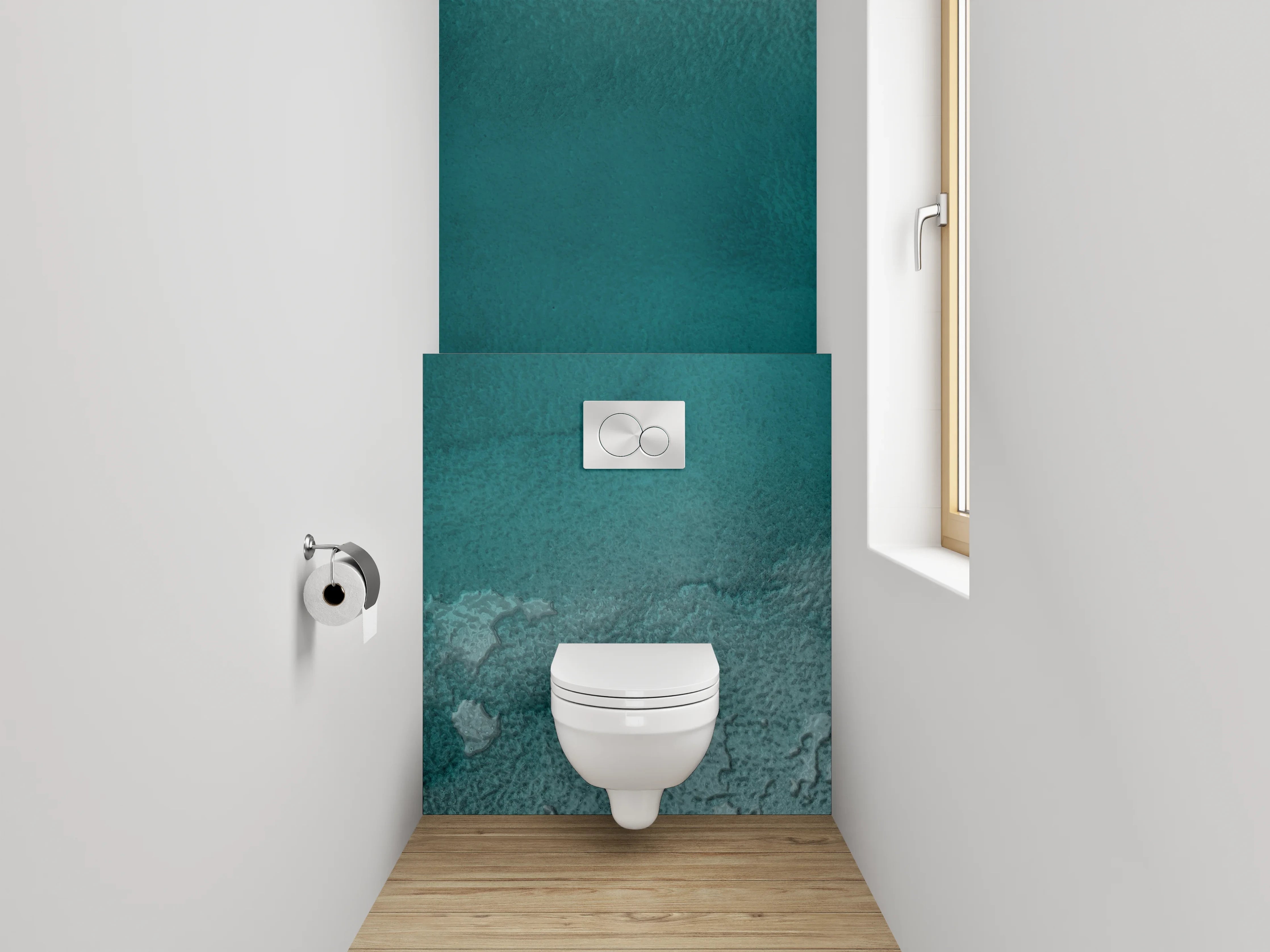 WC-Rückwand - Aquarell Türkis Abstrakt Wandkunst