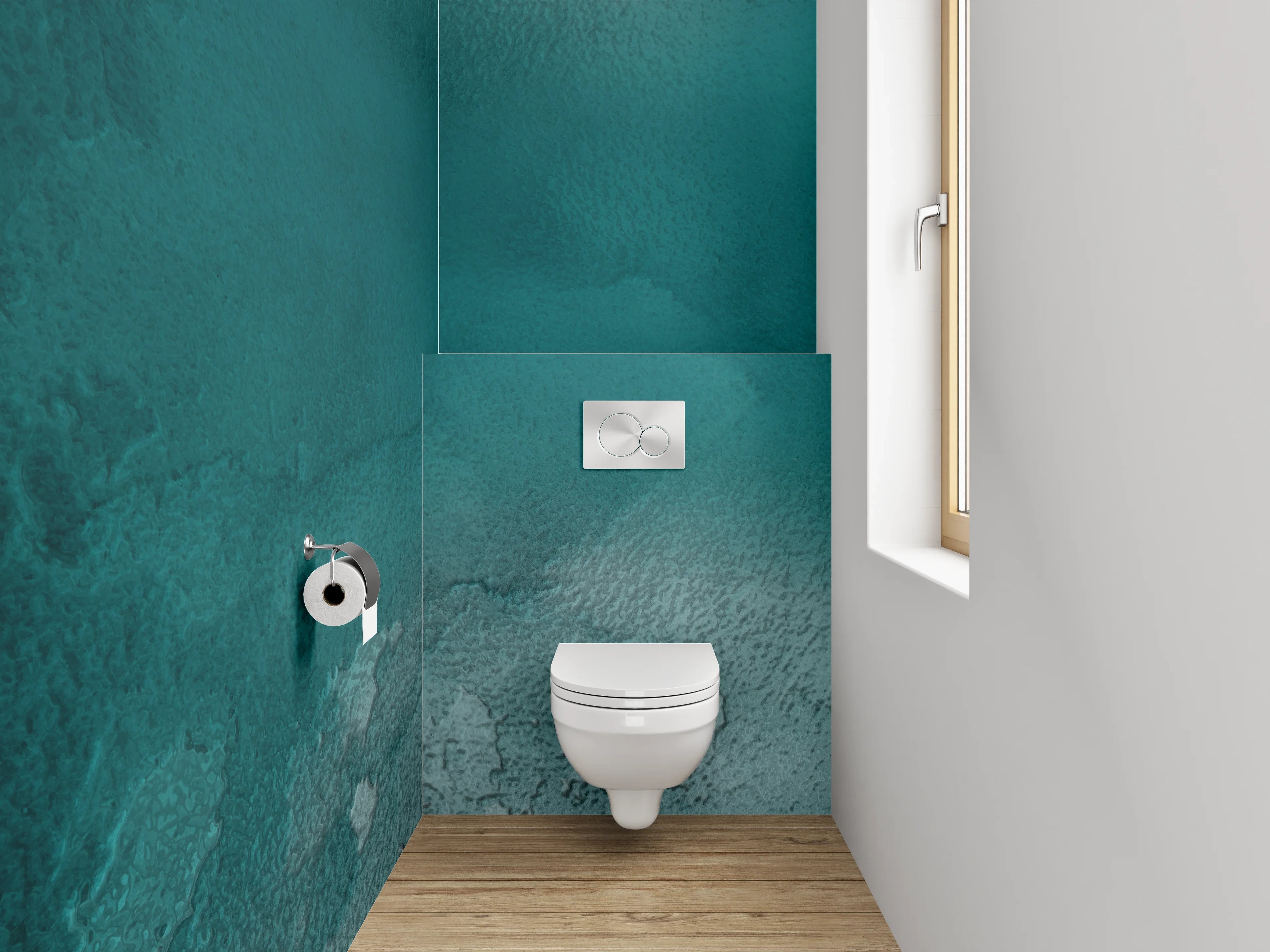 WC-Rückwand - Aquarell Türkis Abstrakt Wandkunst