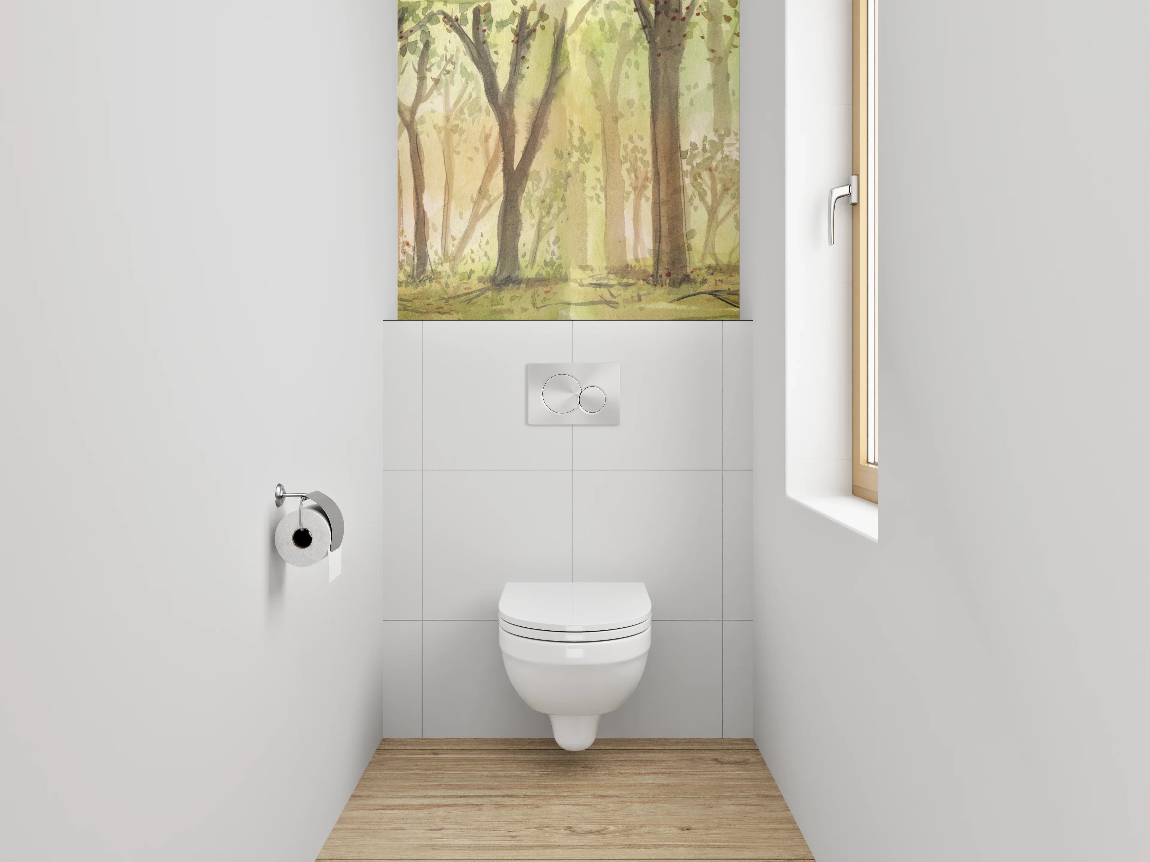 WC-Rückwand - Aquarell Wald Lichtstimmung Illustration