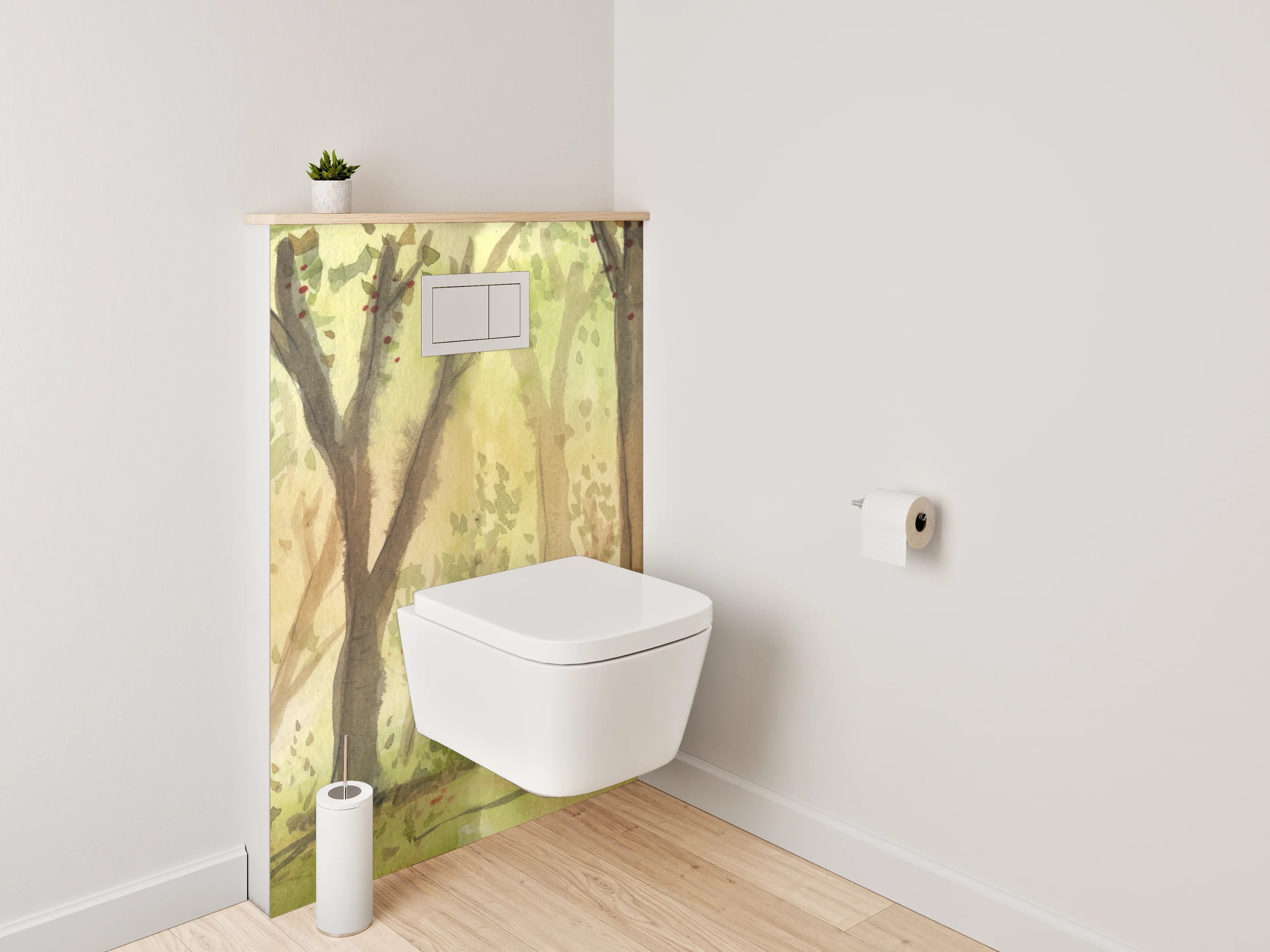 WC-Rückwand - Aquarell Wald Lichtstimmung Illustration
