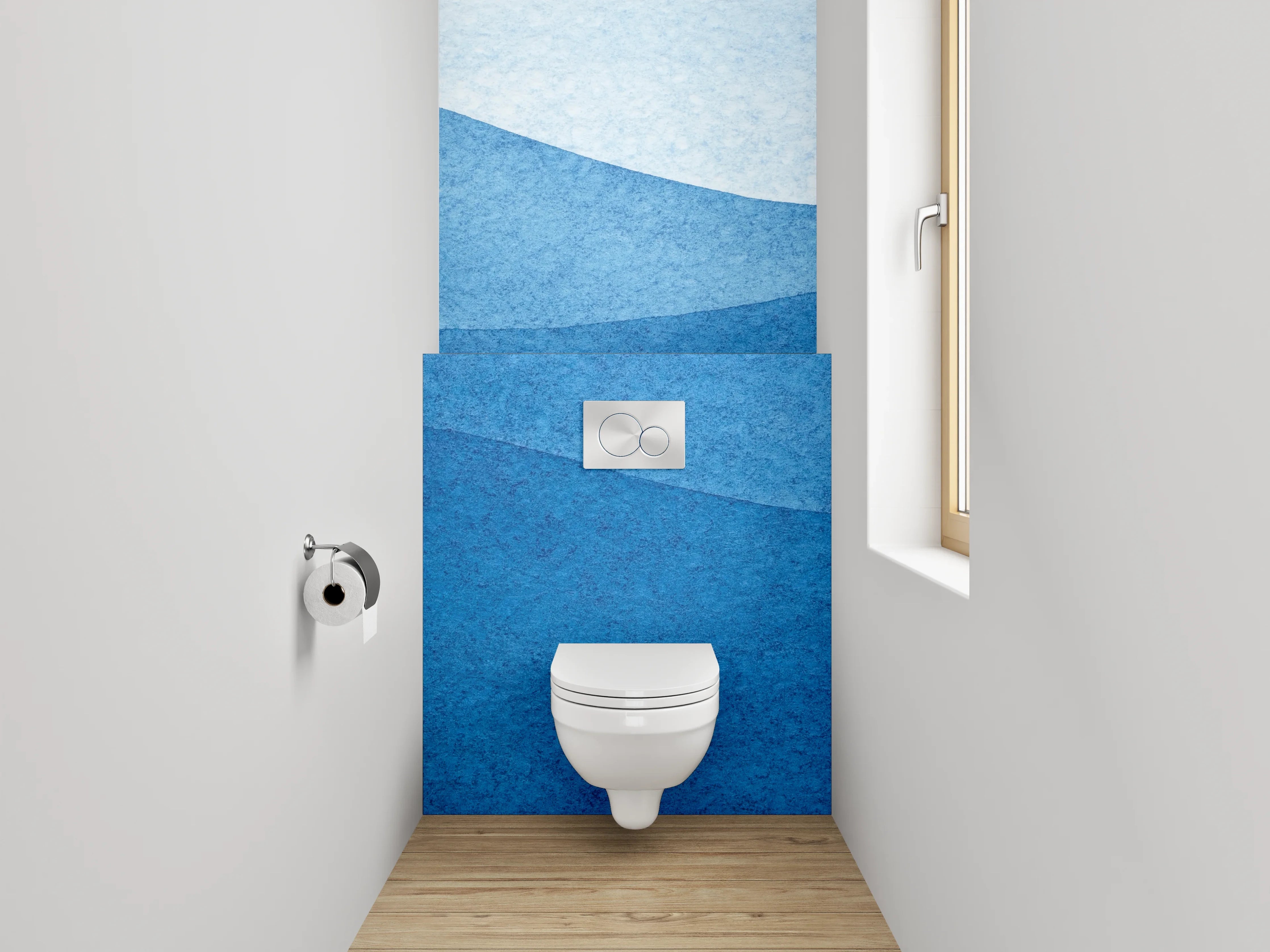 WC-Rückwand - Aquarell Wellen Blau Abstrakt