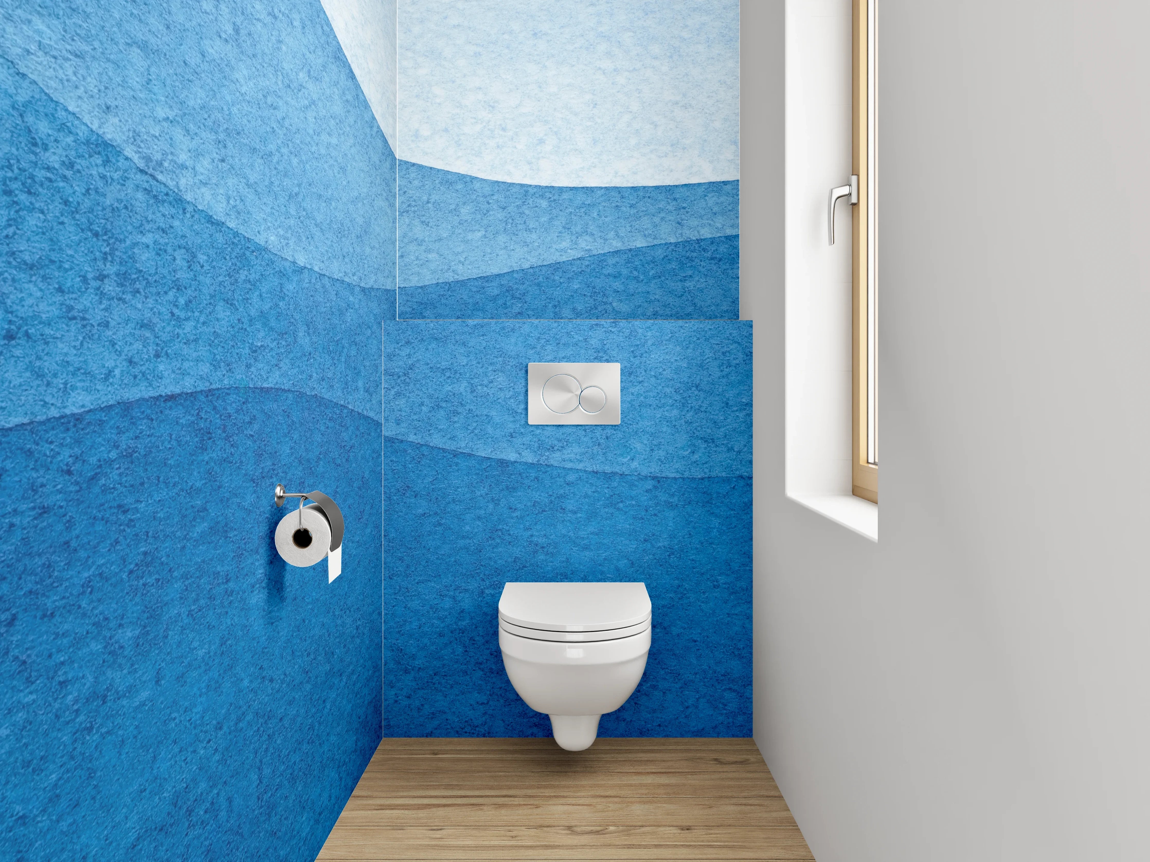 WC-Rückwand - Aquarell Wellen Blau Abstrakt