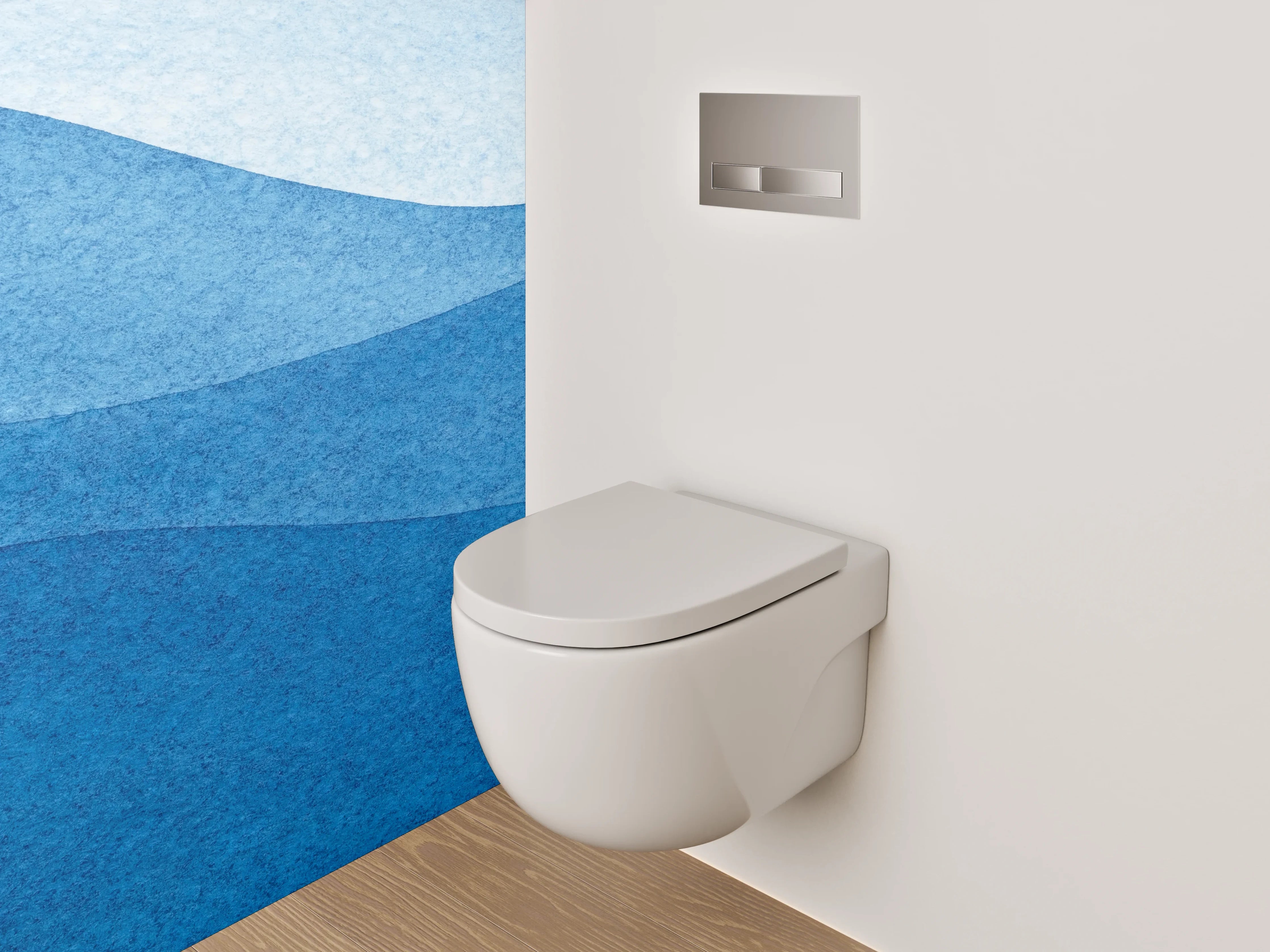 WC-Rückwand - Aquarell Wellen Blau Abstrakt