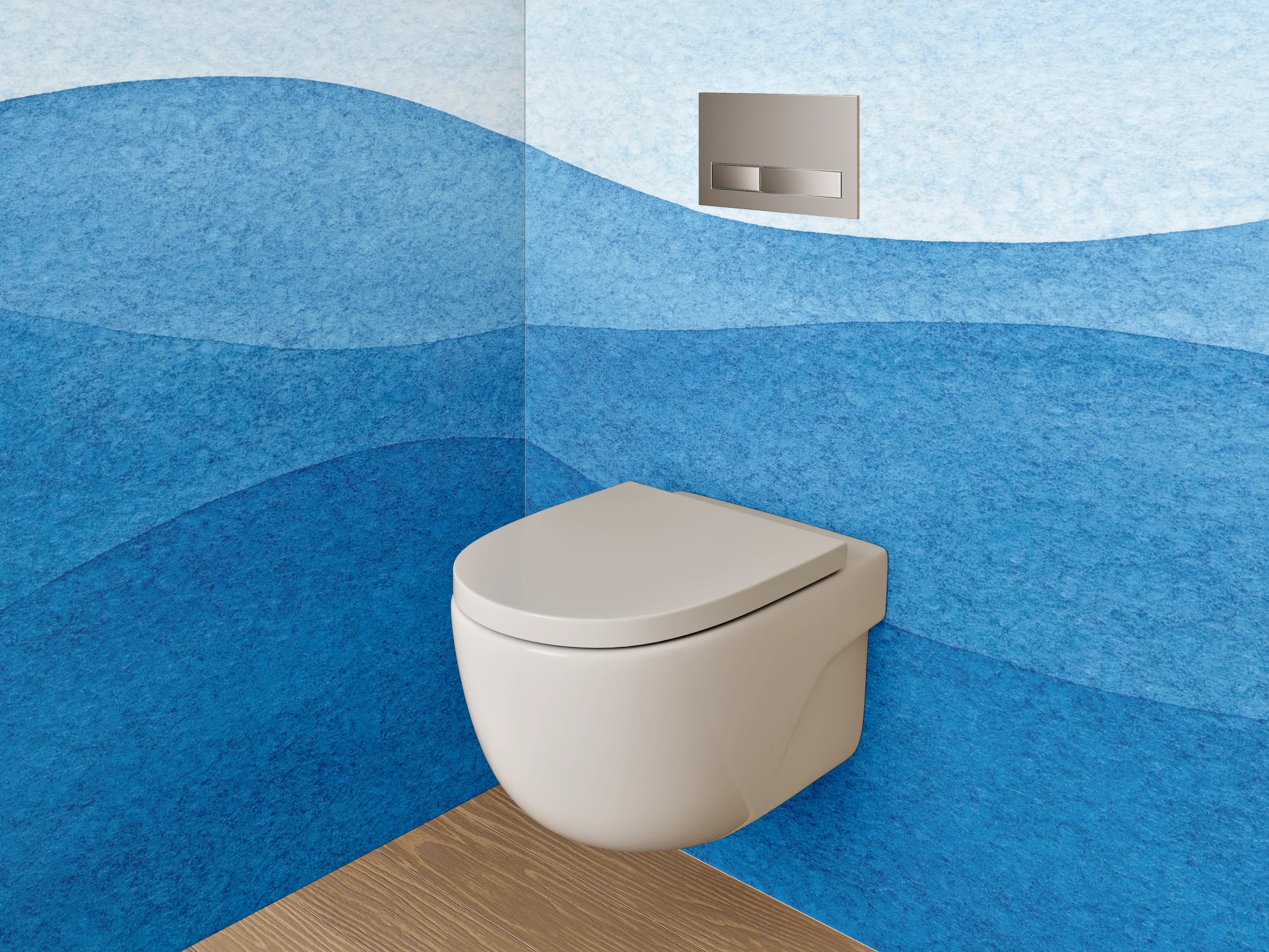 WC-Rückwand - Aquarell Wellen Blau Abstrakt