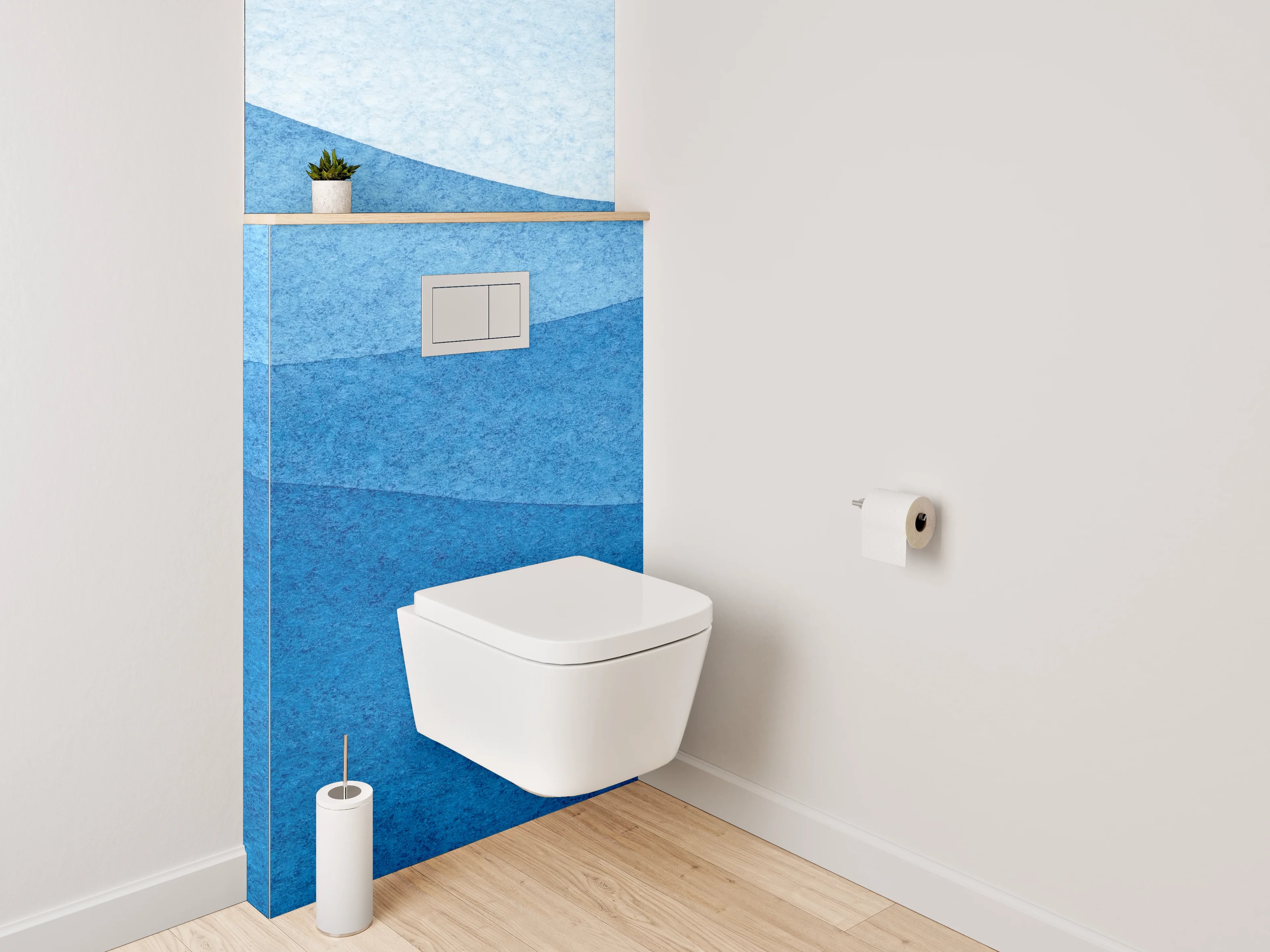 WC-Rückwand - Aquarell Wellen Blau Abstrakt