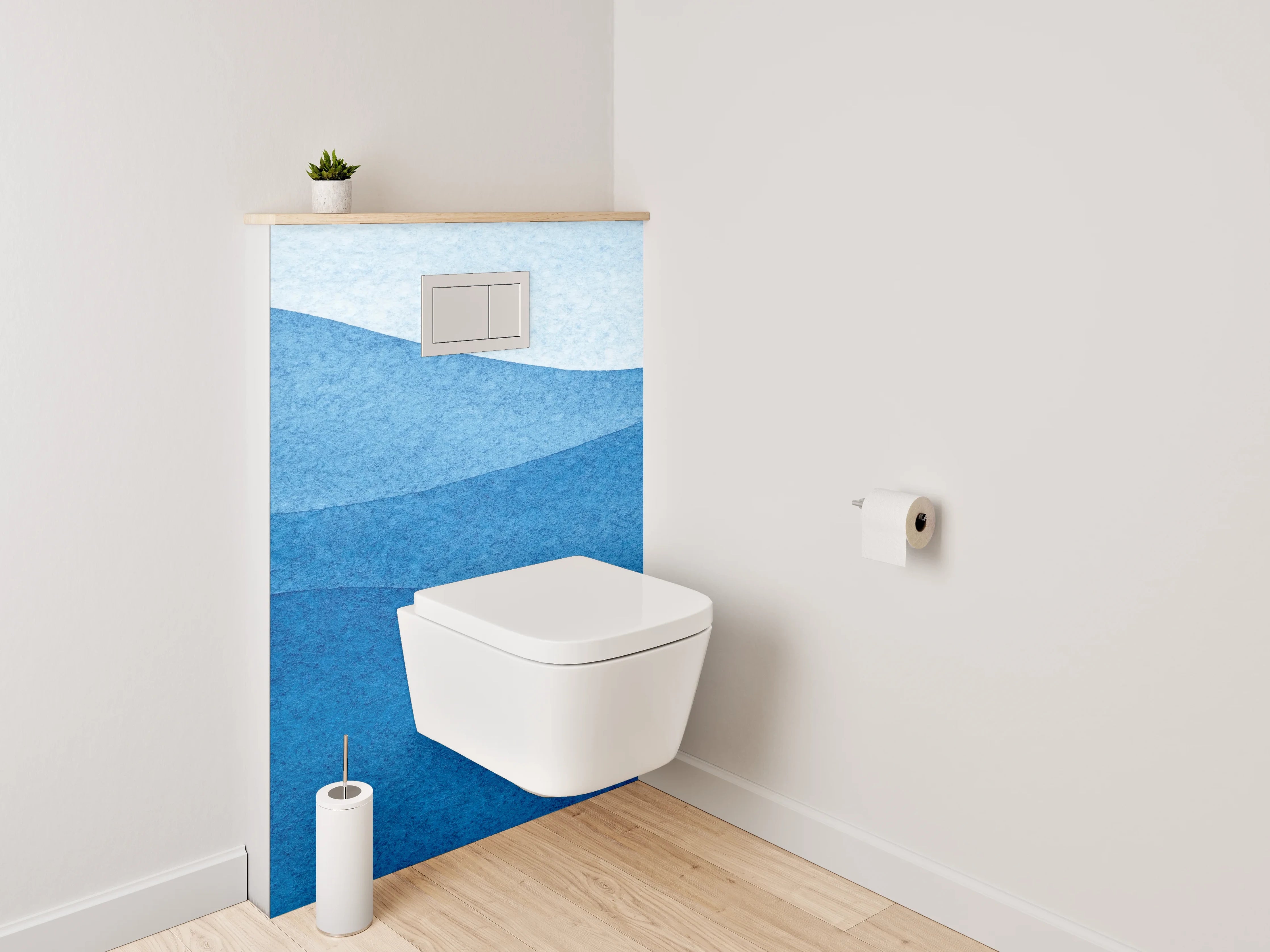 WC-Rückwand - Aquarell Wellen Blau Abstrakt
