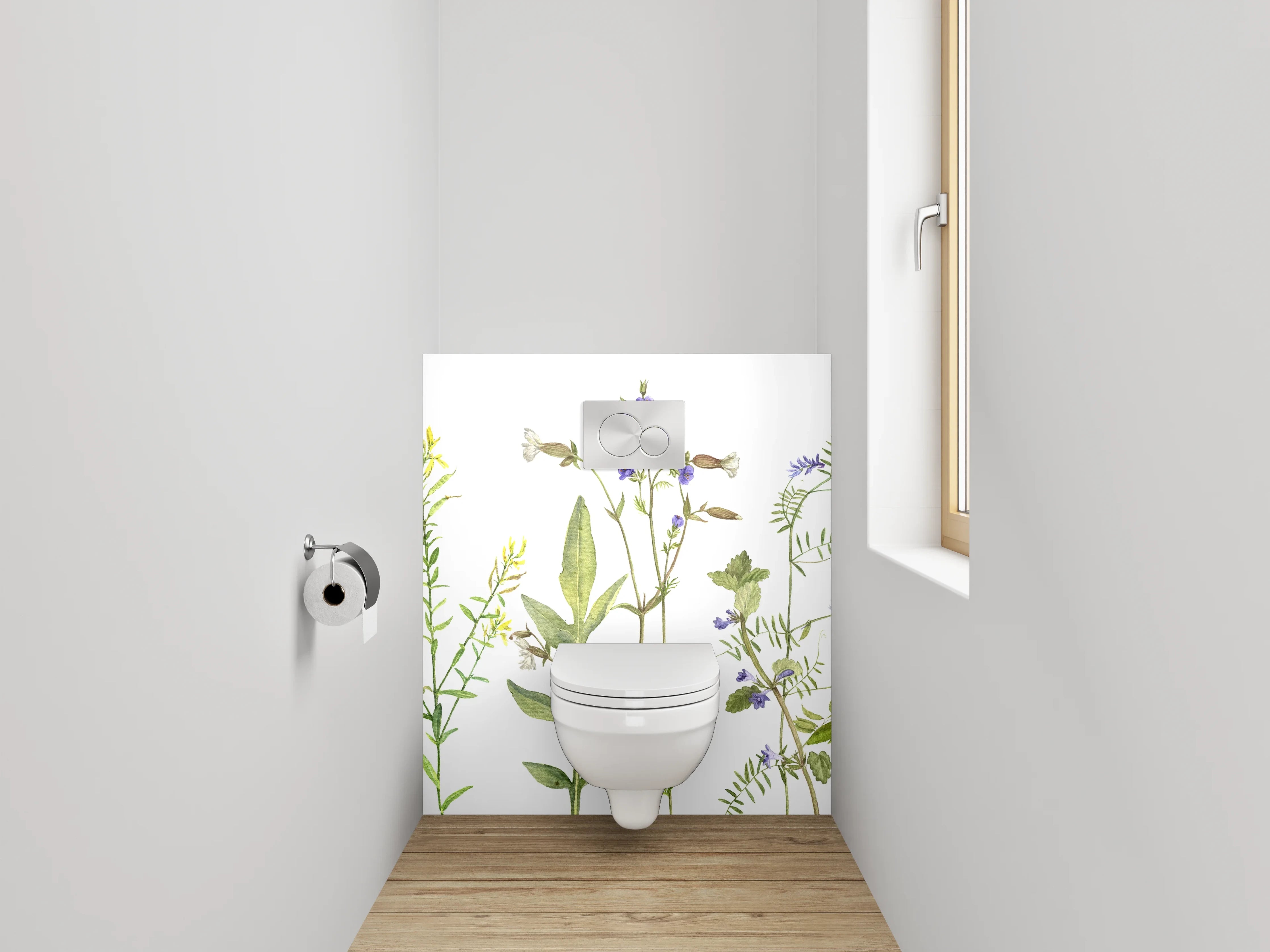 WC-Rückwand - Aquarell Wildblumen Wiese Illustration