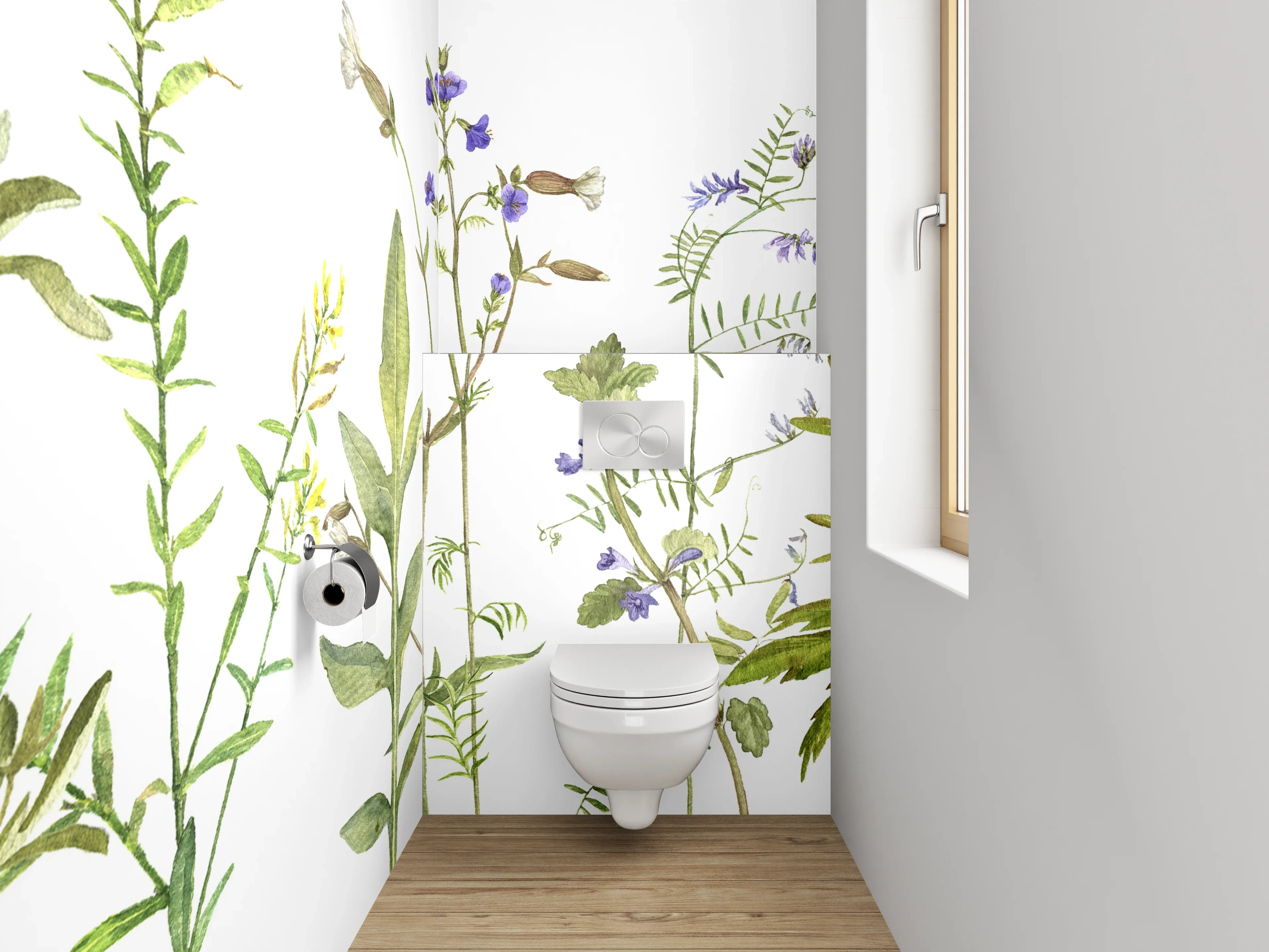 WC-Rückwand - Aquarell Wildblumen Wiese Illustration