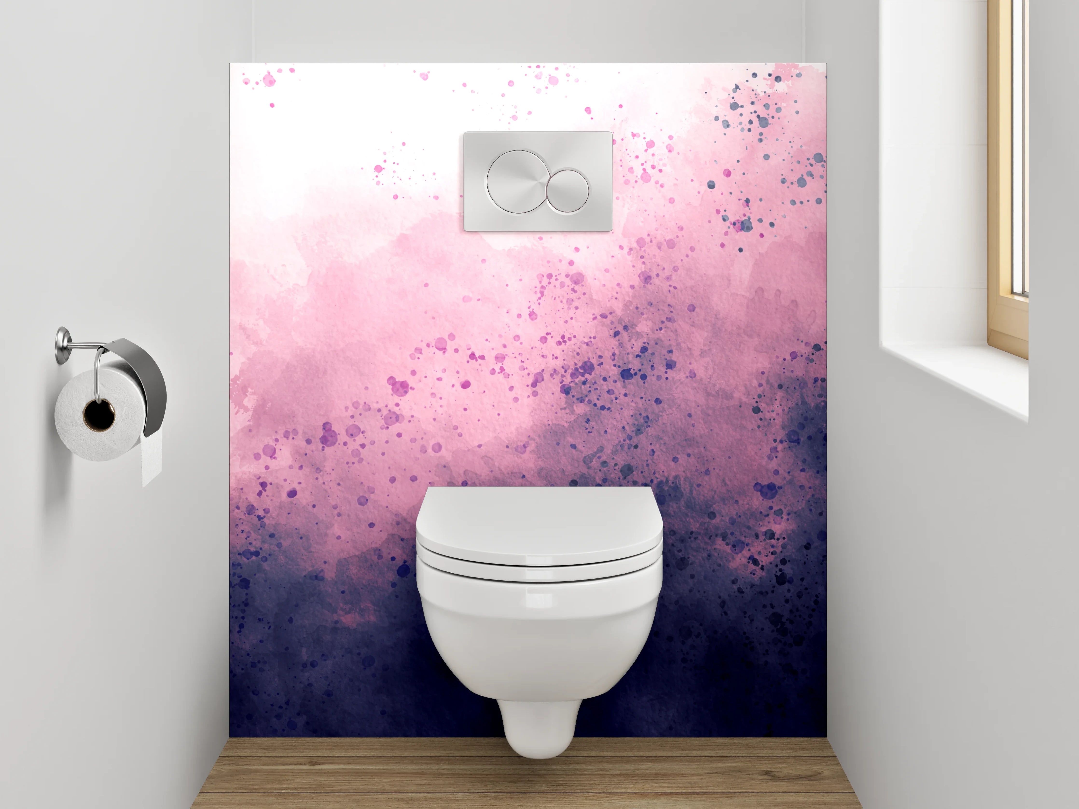 WC-Rückwand - Aquarell abstrakt Rosa Lila Wandbild