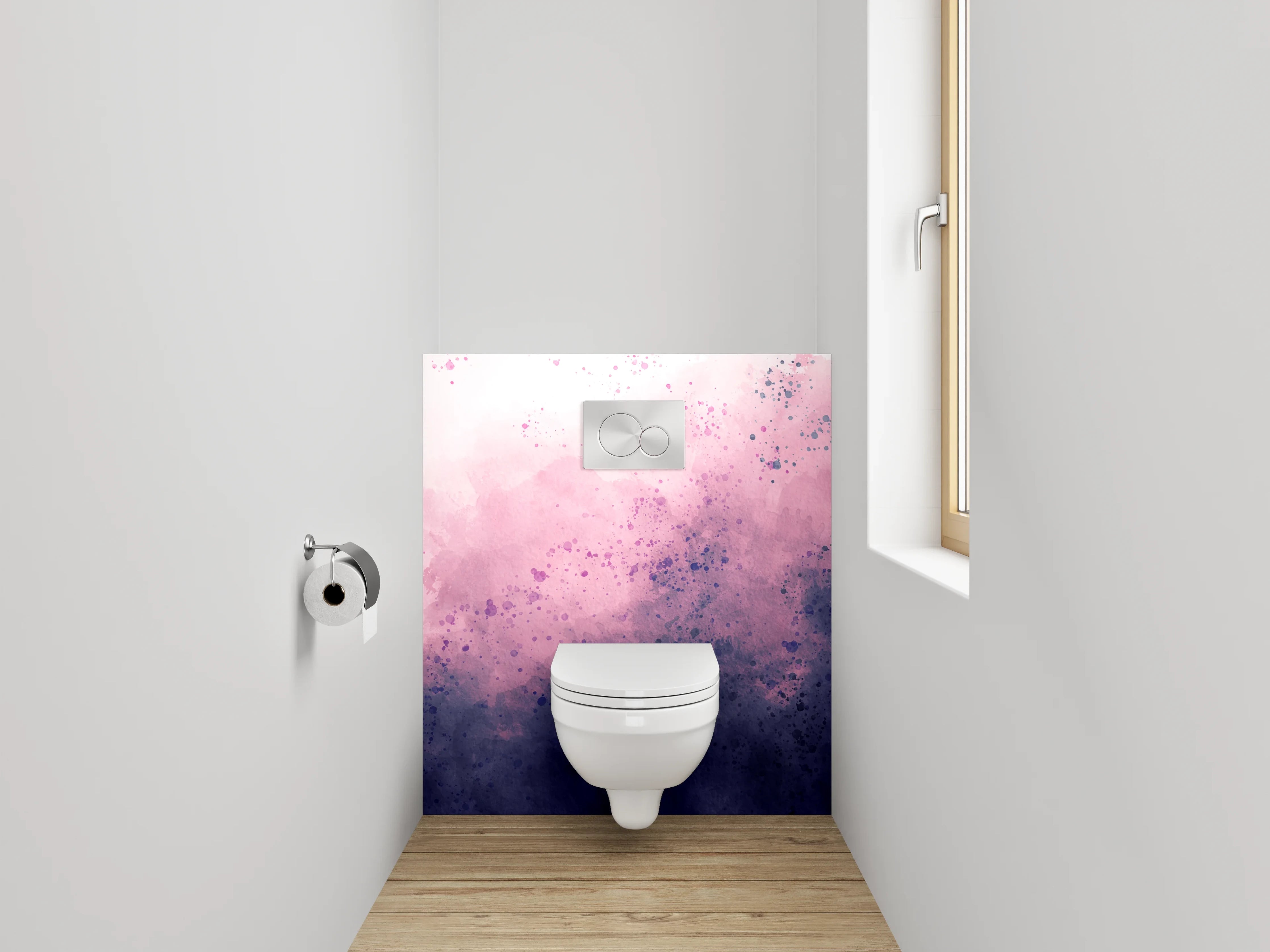 WC-Rückwand - Aquarell abstrakt Rosa Lila Wandbild